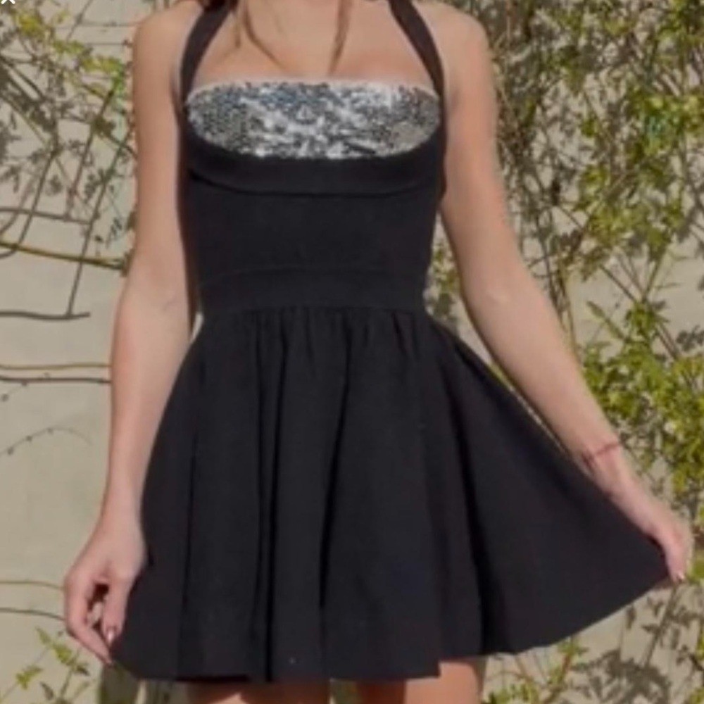 Marc By Marc Jacobs Black Honey Sequin Halter Wool Dress Vintage Size Large