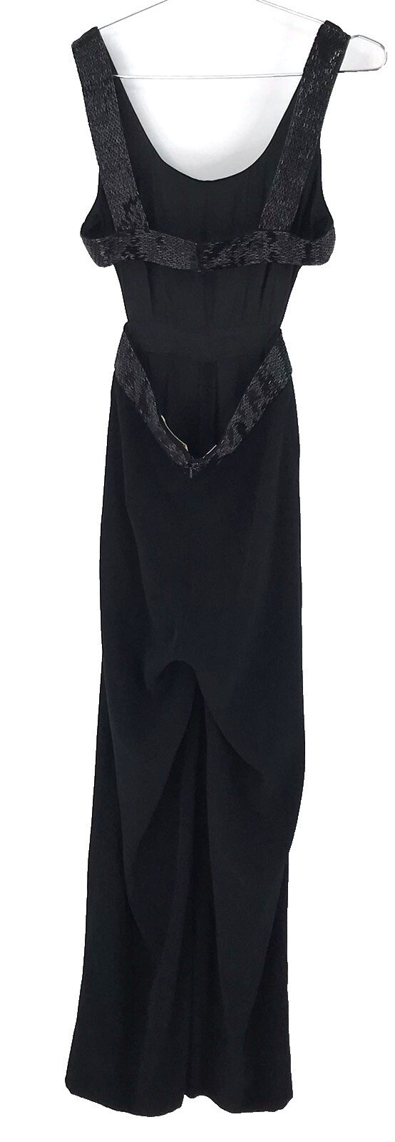 Vintage Cache Jumpsuit Romper Black Halter Beaded Black Stretch Womens Size 2
