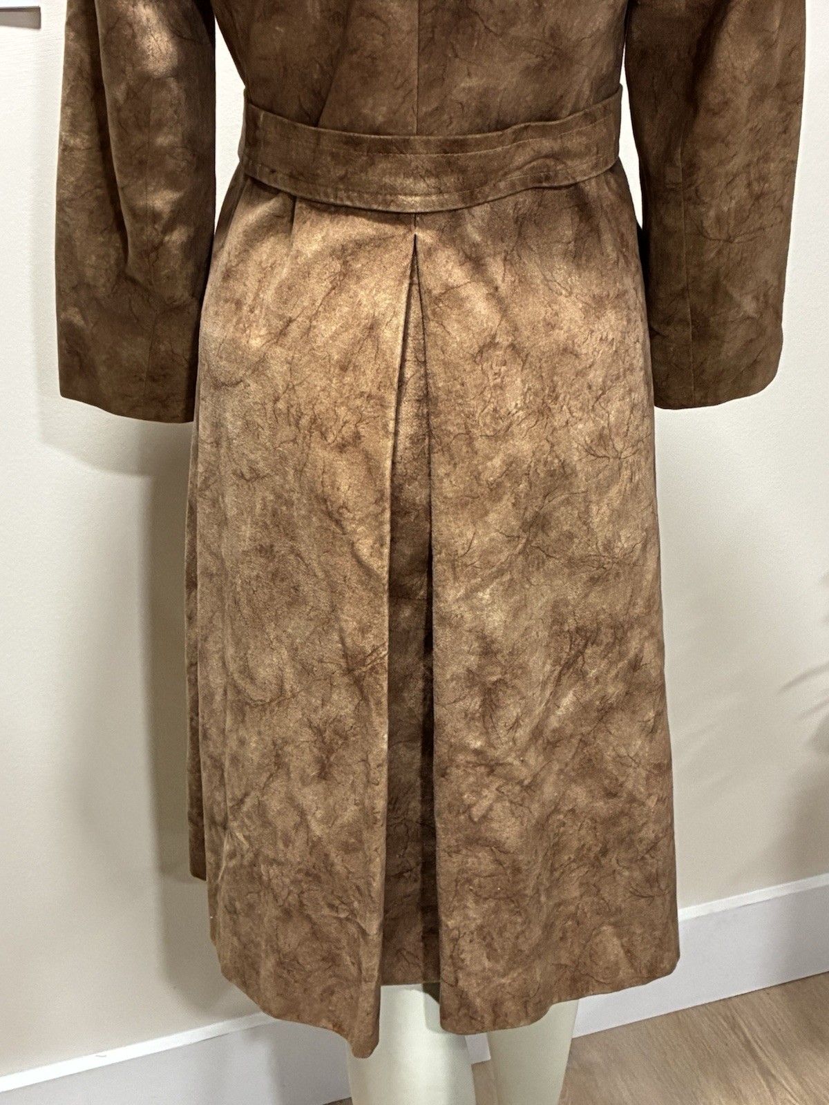 Vtg 70s Davidow Boutique Trench Coat Suede Look Cotton Color Stripe Lining USA