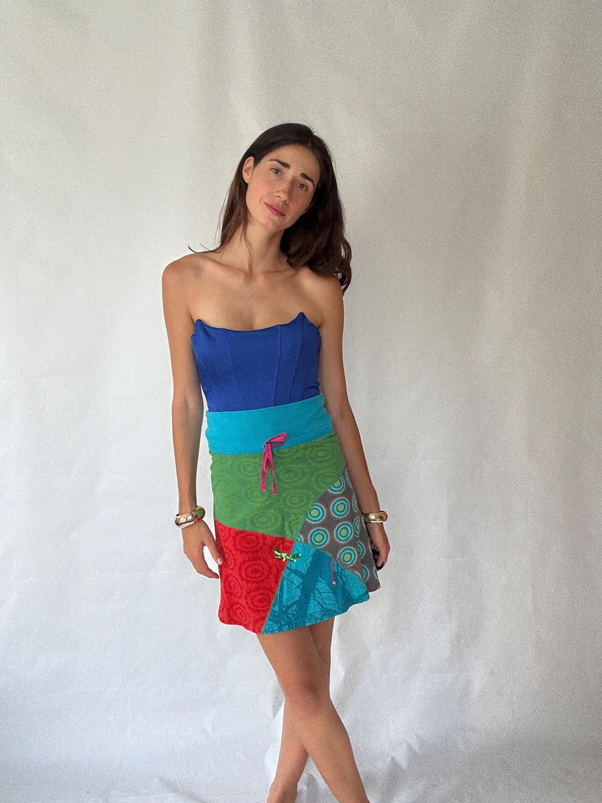Eclectic Desigual Cotton Skirt with Vibrant Patterns and Patchwork – Bohemian St
