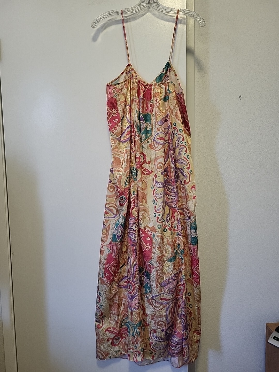 Mary Mcfadden Vintage Long Peignoir Set Gold Purple Pink Small
