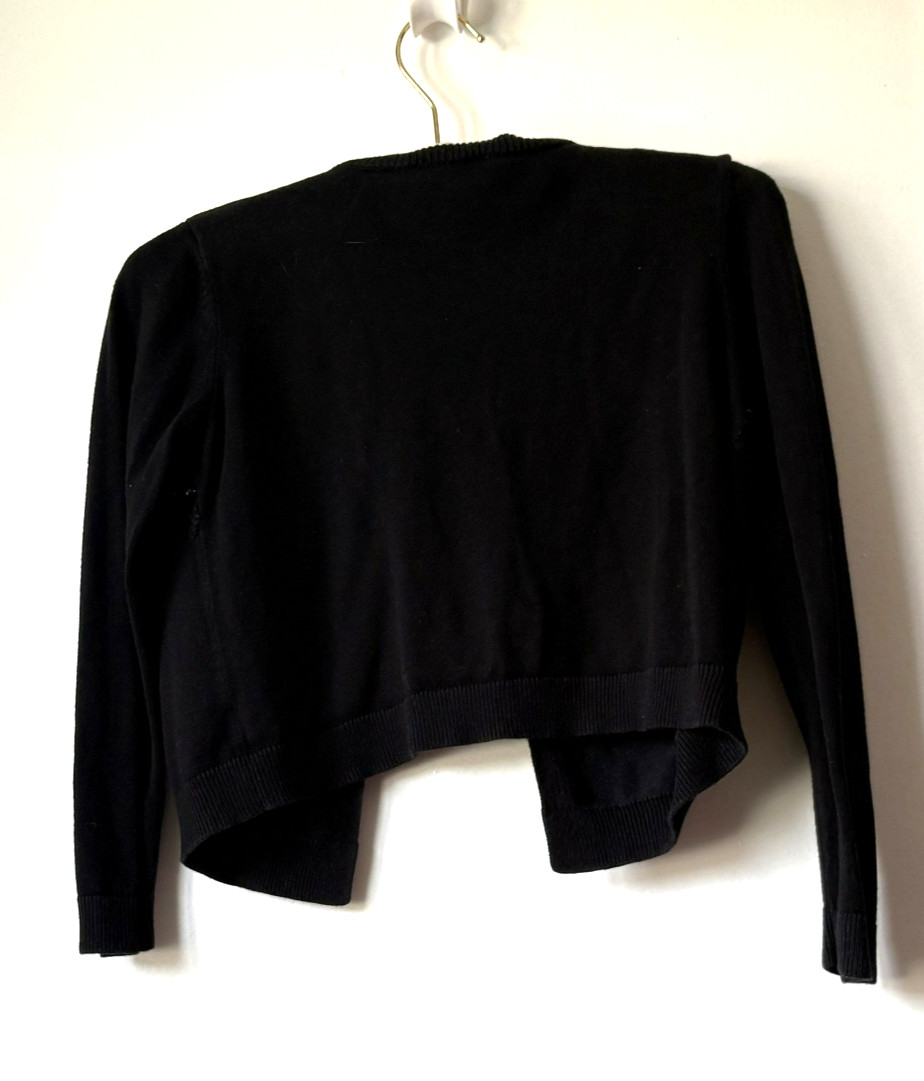 Girl’s Amy Byer black w/lace and black beads Balero jacket M (10-12) Long sleeve