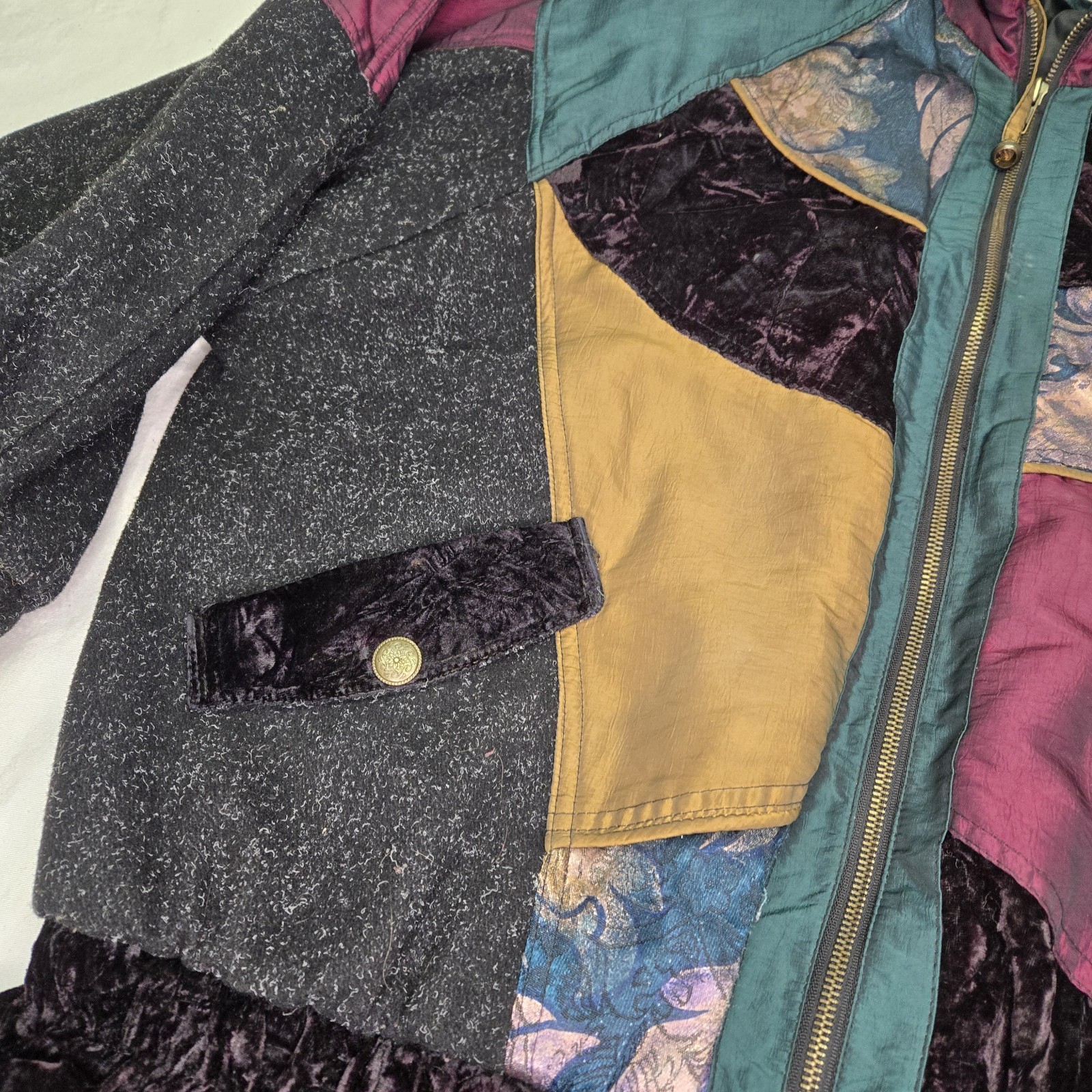 Vintage Charles Klein Women’s Jacket 2X Colorblock Patchwork 80s 90s
