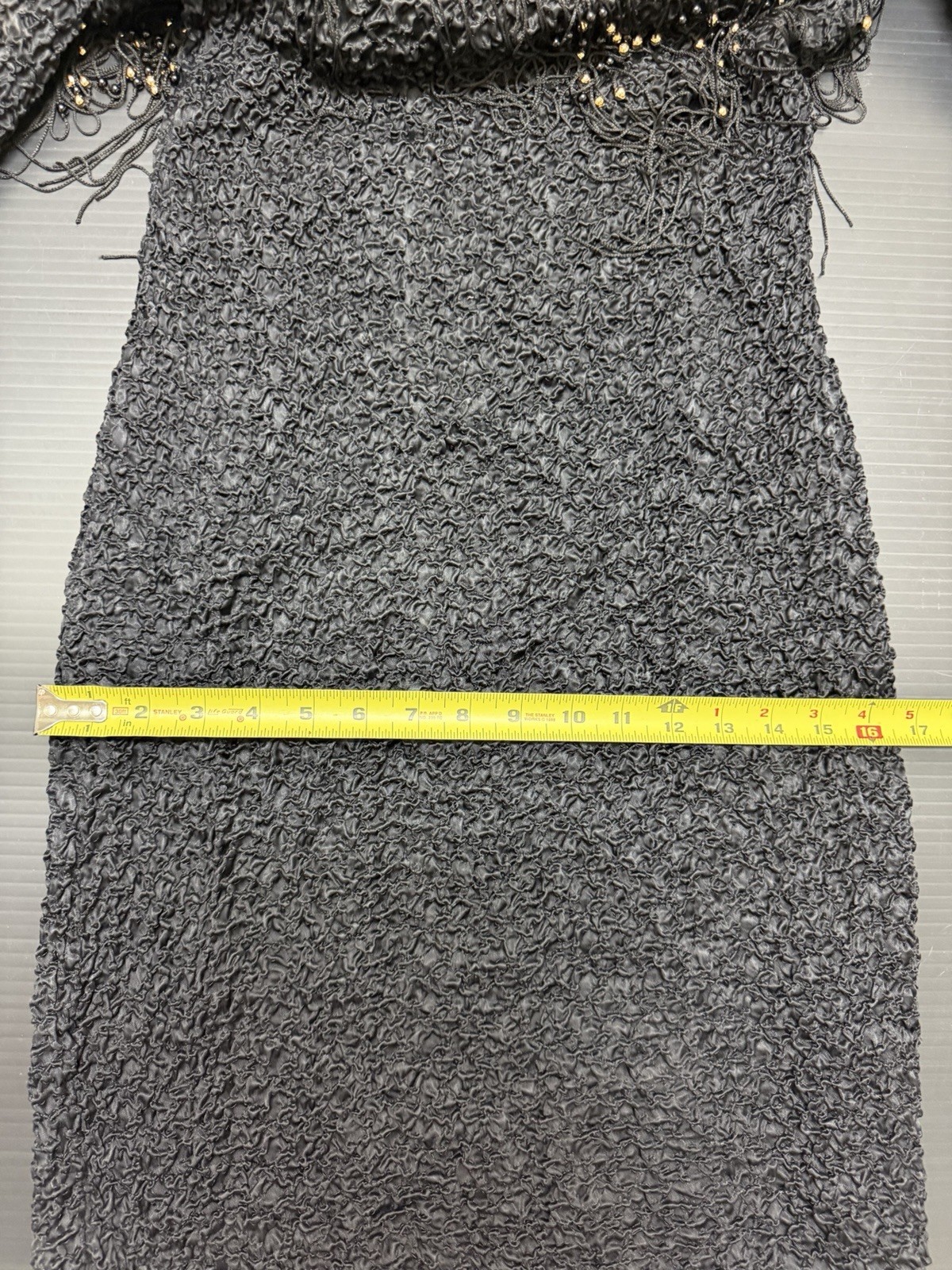 Vintage 4-U Stretch Dress XL Black Gold Beaded Made in New York USA