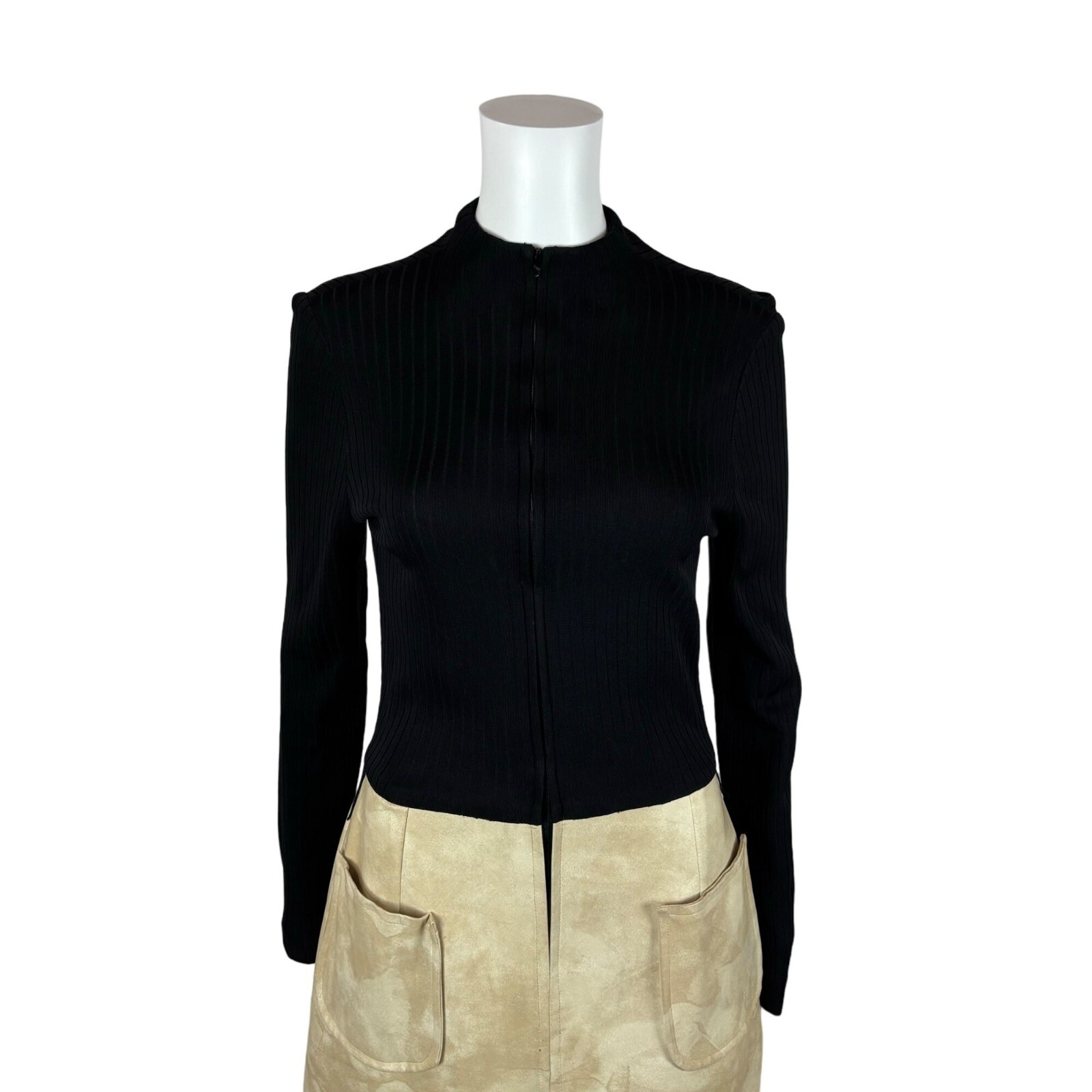 Vintage 70s Dress Set Women’s Extra Small Pleather Western Vest Zip Up Cowgirl O
