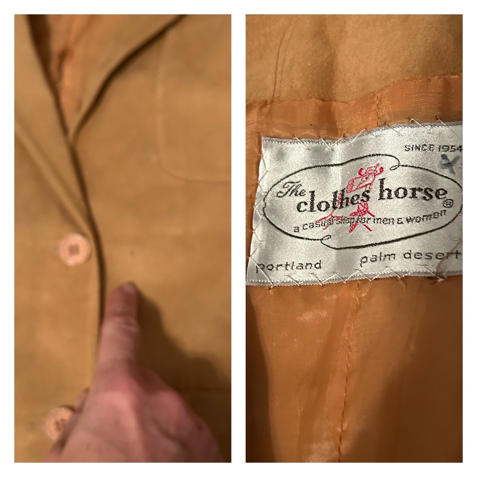 Vintage 1970s Suede Like Leather Button Up Blazer Coat / Small ^