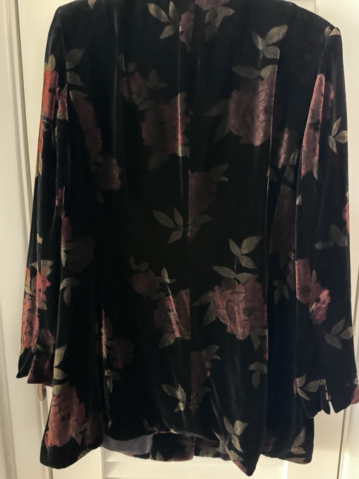 Kate Hill Velvet Tunic Jacket Floral Button Down 16W