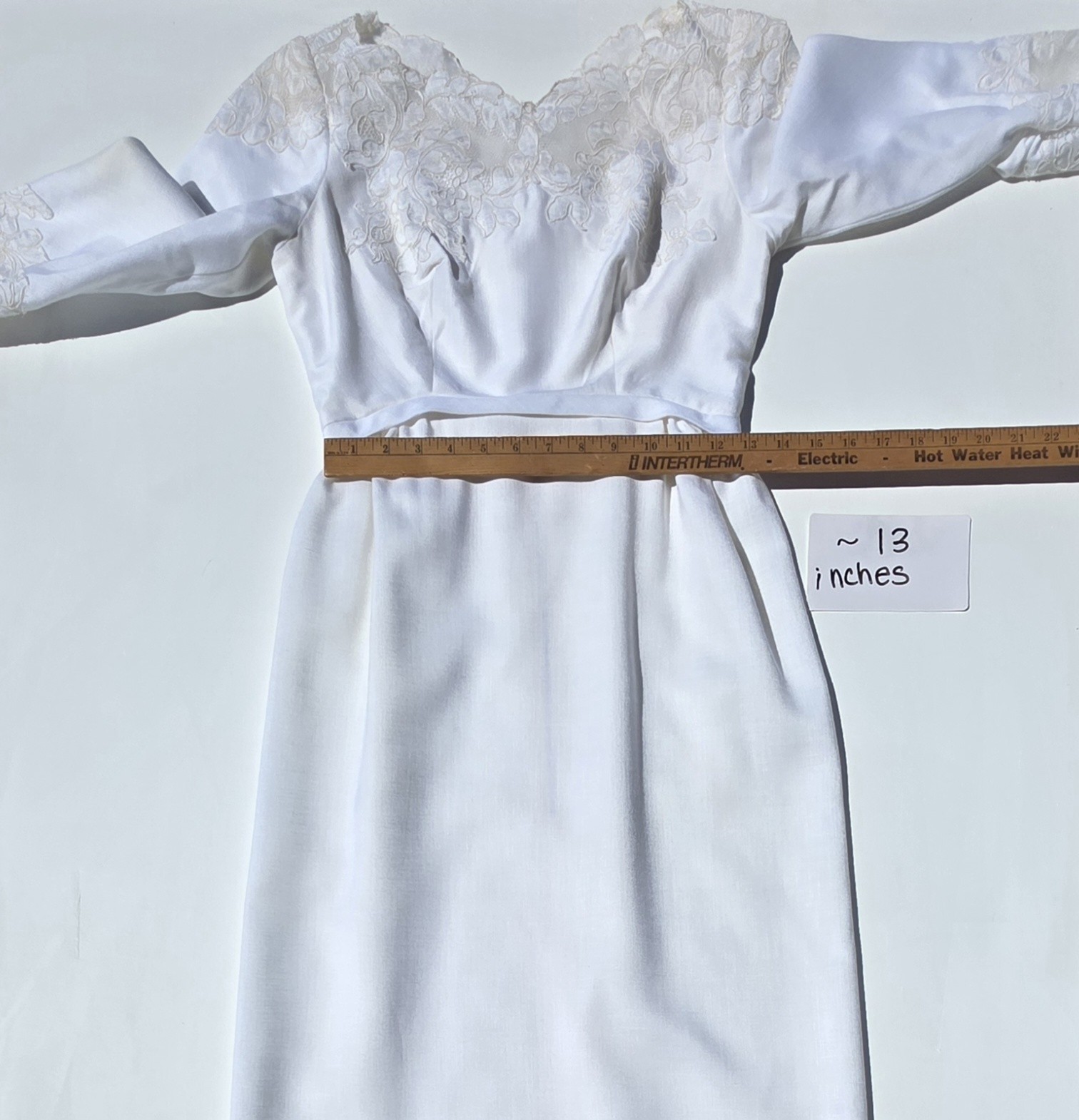 Vintage 1960s Wedding Gown Of Silk Linen And Alencon Lace, size Small/Petite