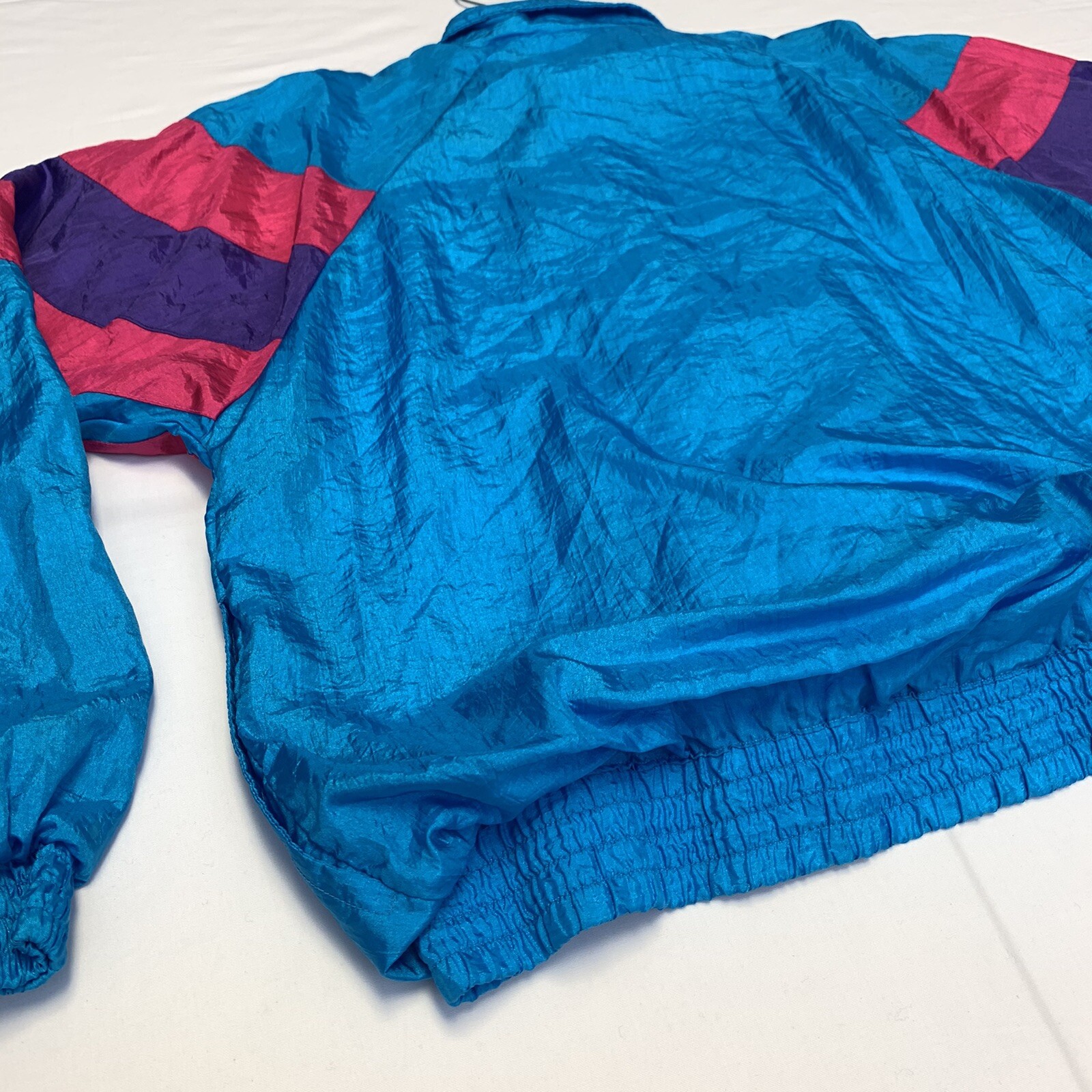 Vtg 90’s Longstreet Missy Windbreaker Track Jacket Hot Pink Purple Blue Medium