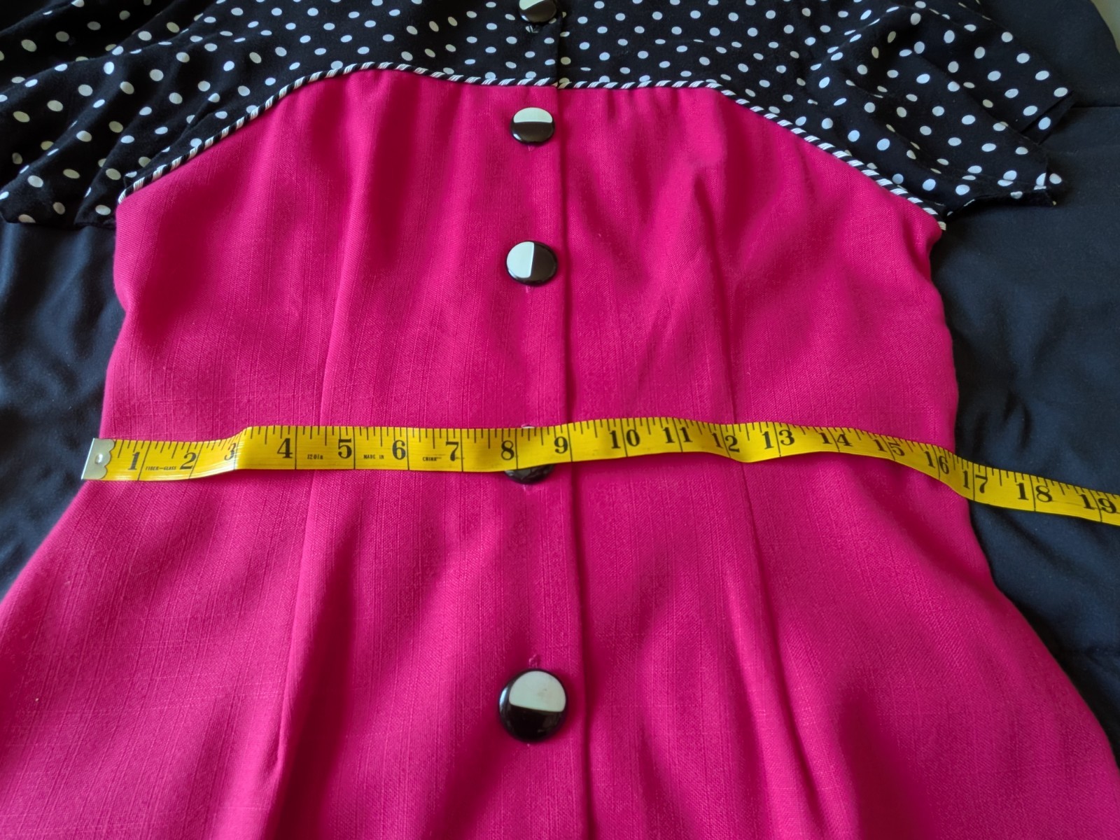 80s Vintage Nancy G Pink Polka Dot Dress Button Front