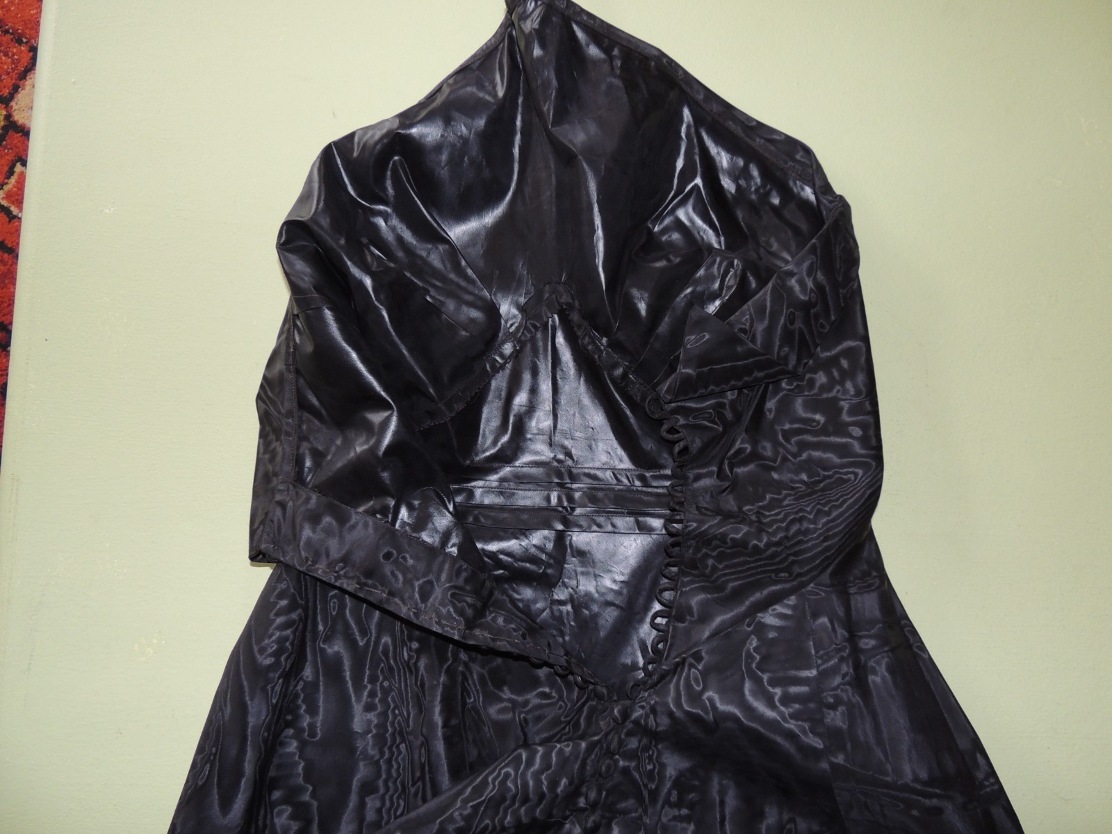 Marontate 40s Dress Black Moire Taffeta Halter with Peplum Jacket