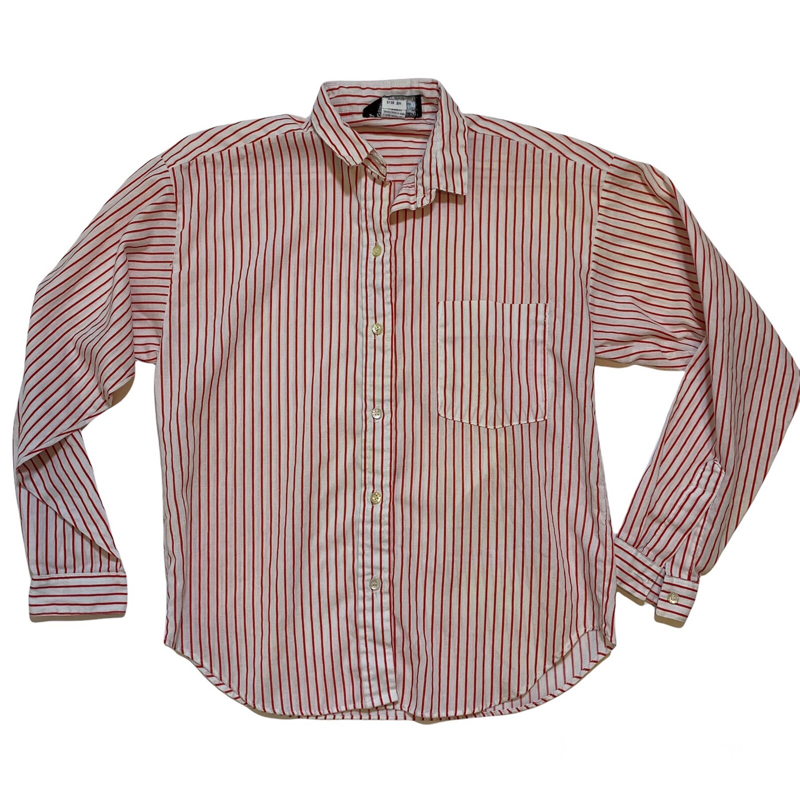 Vintage 80s 90s Hunters Glen Red White Striped Made in USA Women’s Shirt Small
