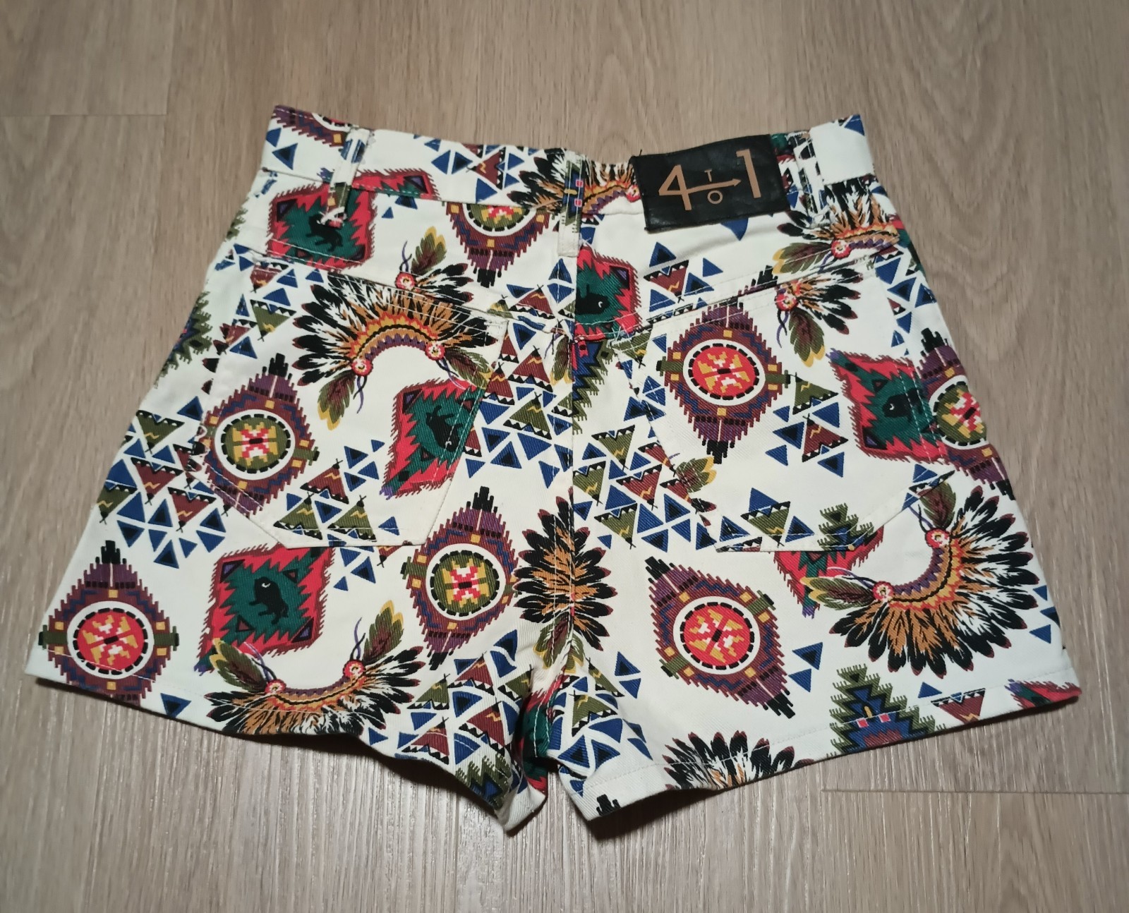 Vtg 4 TO 1 Southwest Western Tribal Native High Rise Ribcage Denim Shorts 5
