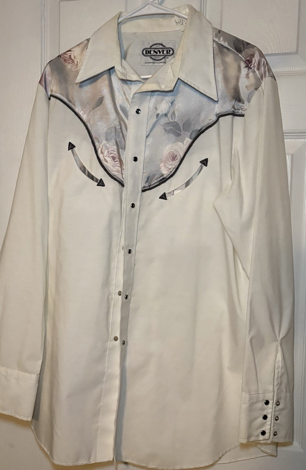 Vtg Prior Womans Westerns Denver Pearl Snap Button Up Shirt White Size XL