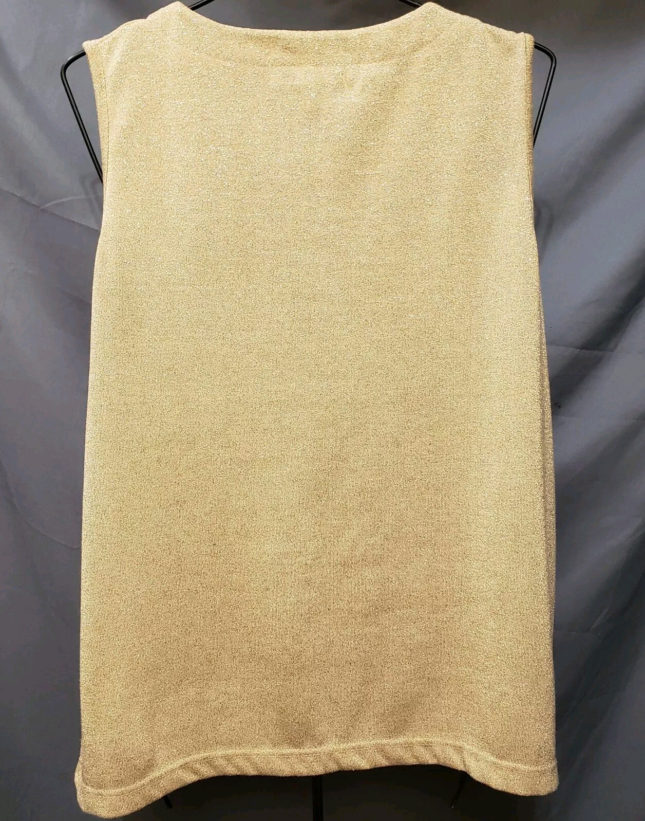 Bob Mackie Studio Top Womens 1X Gold Metallic Knit Tank Plus