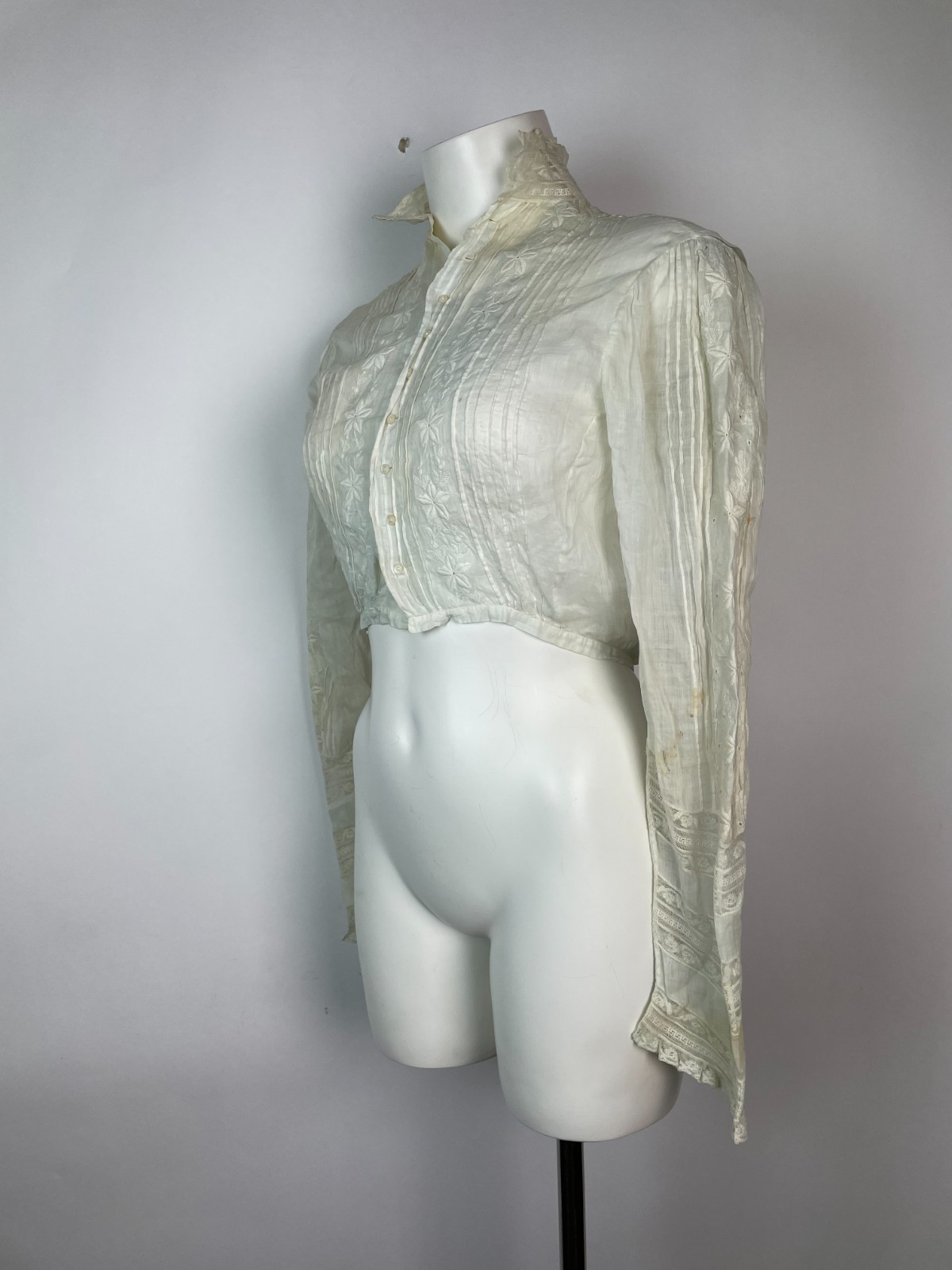 Antique 1800s Victorian White Blouse Lace Display Study Damage S