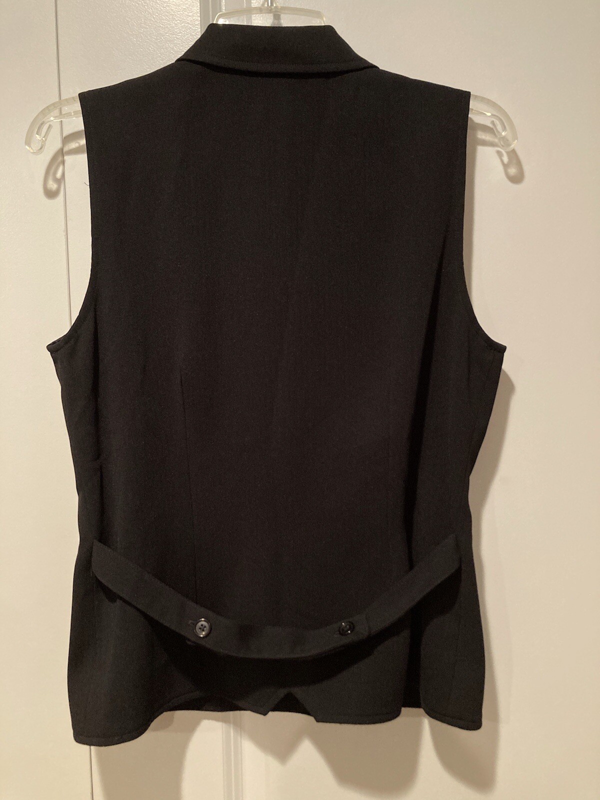 VTG 80s British Khaki Black Polyester Double Breasted Vest Ladies SZ 8