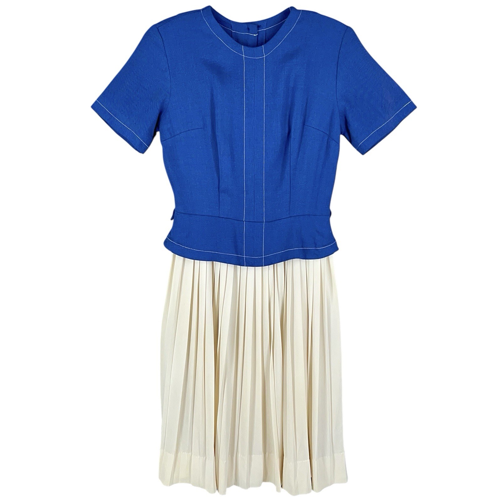 Vintage 1950’s Navy Day Dress Pat Perkins Rayon Pleated Skirt Size 4