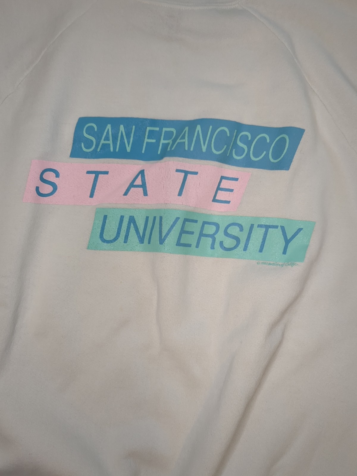 Vintage 1988 San Francisco State University SFSU Sweatshirt White Pink Sz XL