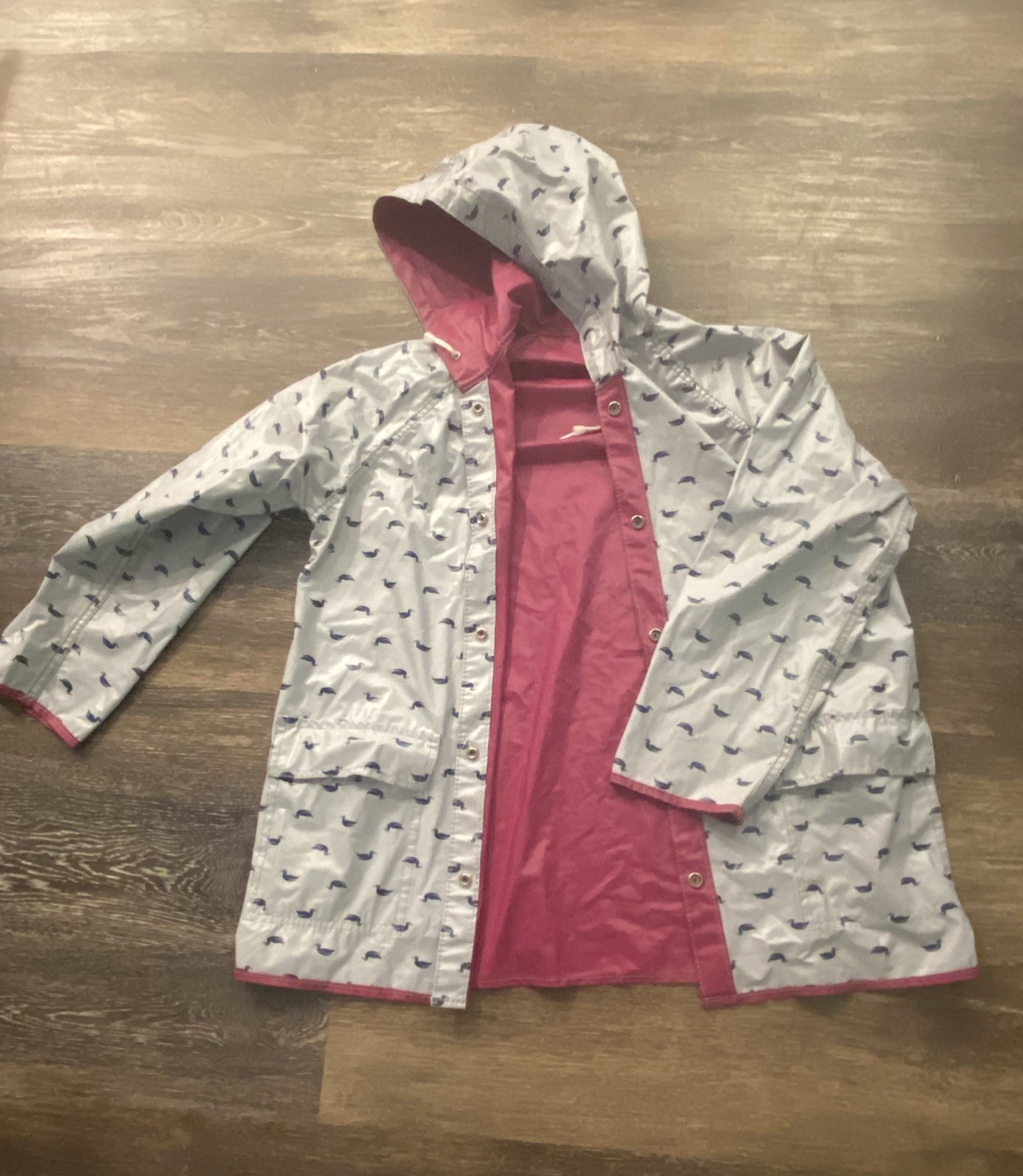 Retro Ladies Size M Reversible Rain Jacket Magenta & Gray with Navy Blue ducks