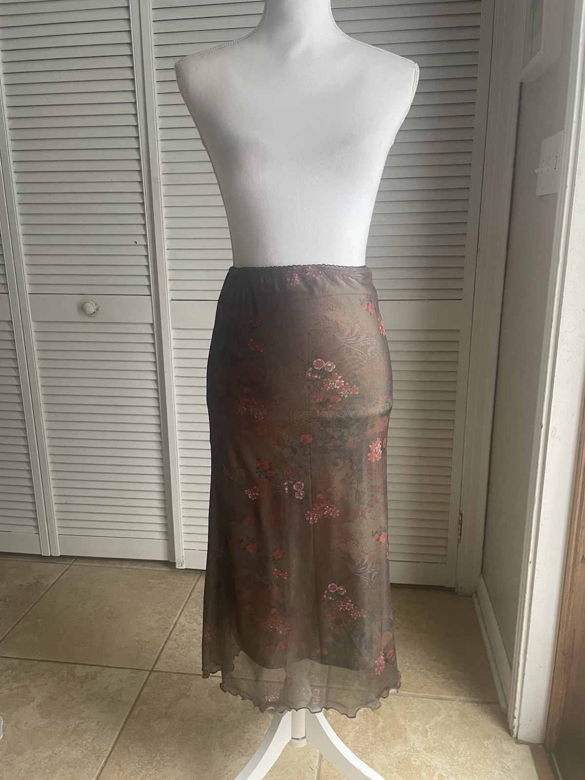 Vintage Y2K Layered Handkerchief Hem Midi Skirt Fairycore Indie Sleaze S