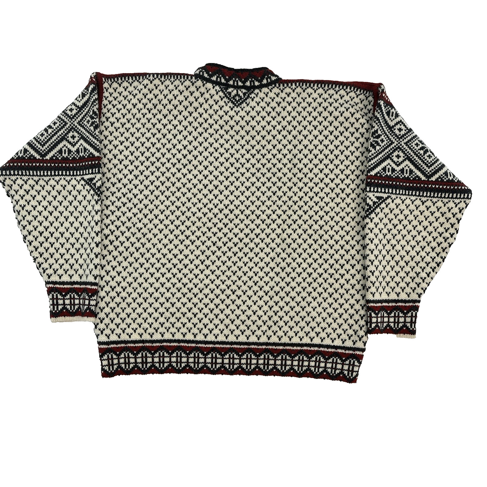 VTG Lands End Nordic Fair Isle 100% Wool Sweater Mens Sz Med Ski Made in Norway