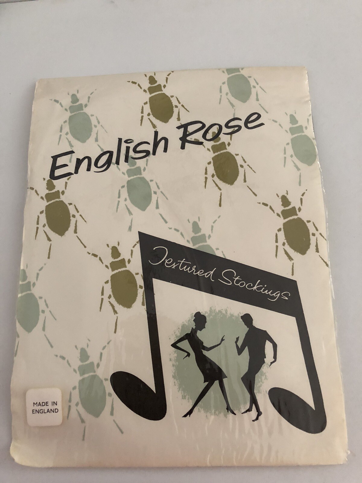 English Rose Textured Stockings With Beetle Design