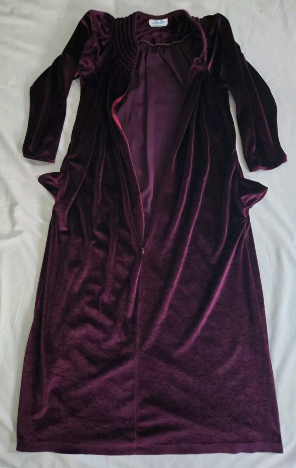 VTG Robe Lara Dee By Charm Warm Fleece Zip Lounge Housecoat 2 Pocket Purple Sz L