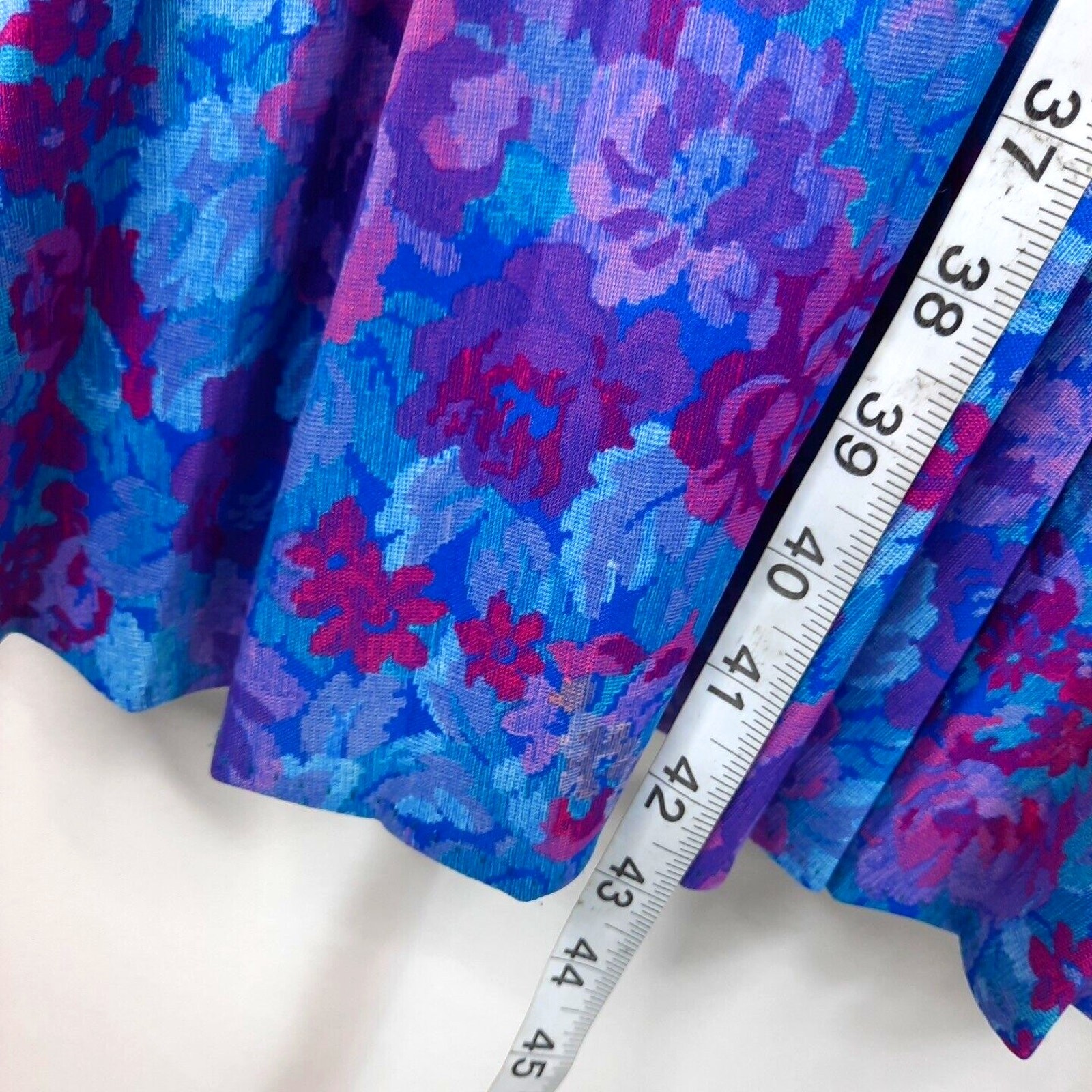 Vtg 70s Whirlaway Floral Pleated Secretary Dress Size 12 Blue Purple Secretary