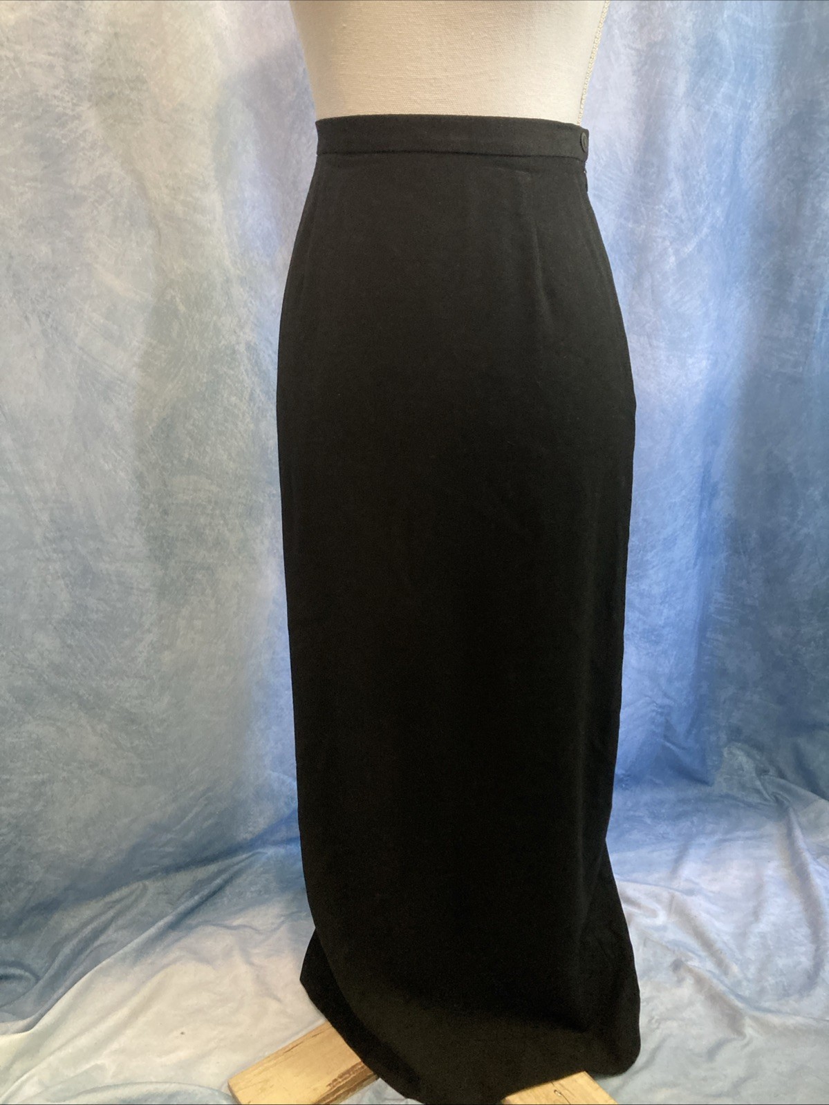Vtg 90s Black Wool Maxi Skirt Size 8 Rena Rowan Goth Grunge Slit Dark Academia