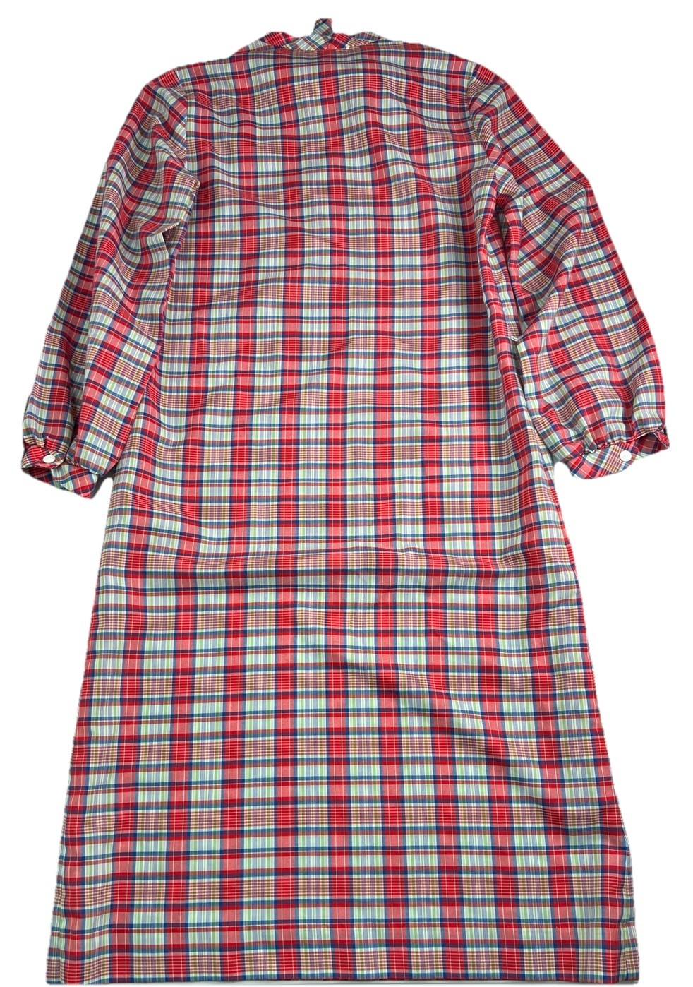 VTG Plaid Shift Dress Preppy Classic Button Bow Neckline Magnolia Shoppe Sz Med