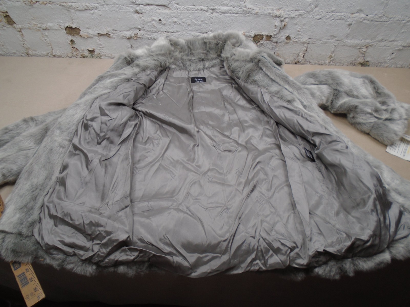 Vintage Dennis Basso Pelted Faux Mink Gray Jacket Coat Zip Front Medium NWT!