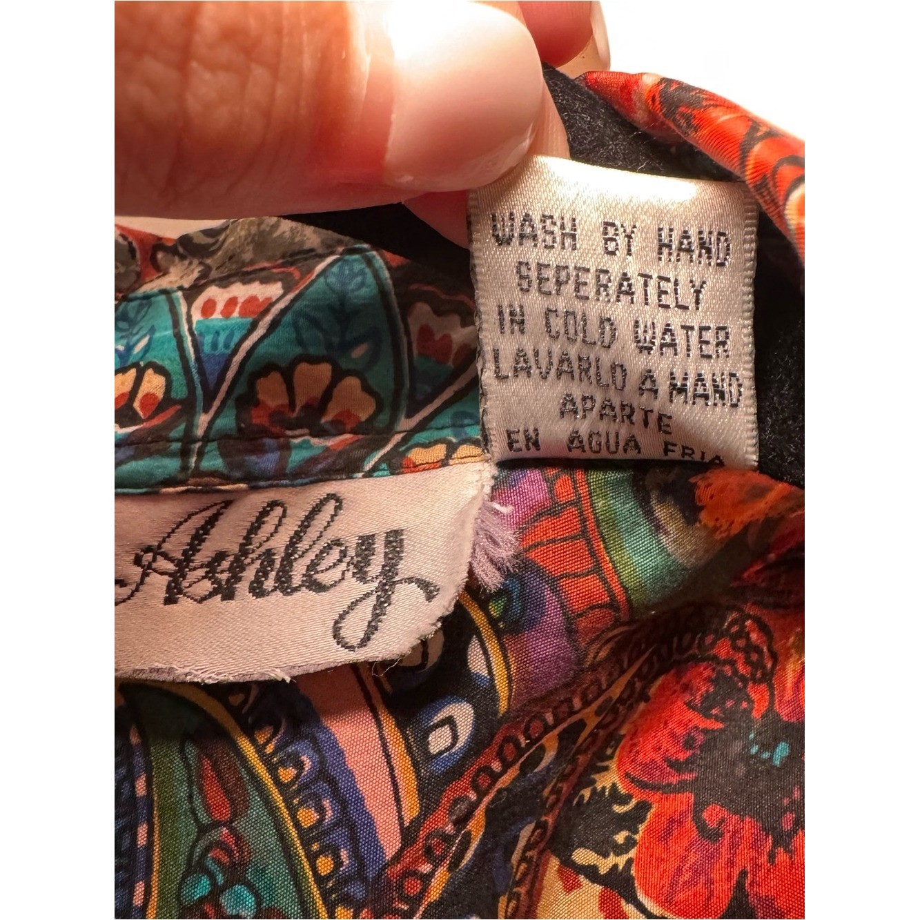 VTG Jane Ashley 100% Silk Paisley Floral Button Down Blouse Tunic M