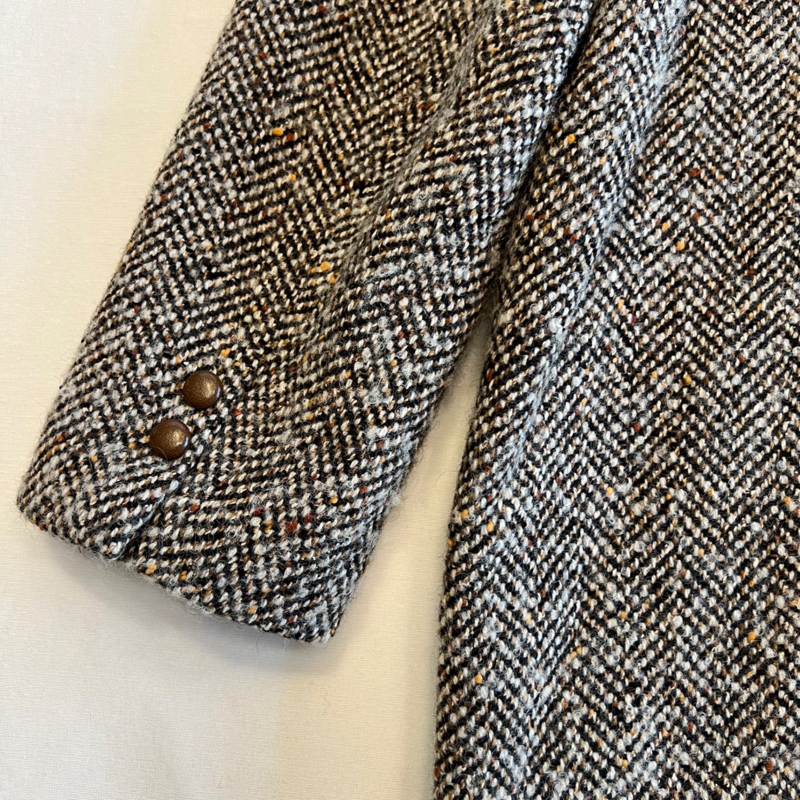 Lilly Fashion Women’s Vintage 80s Tweed Faux Leather Dark Academia Blazer Size M