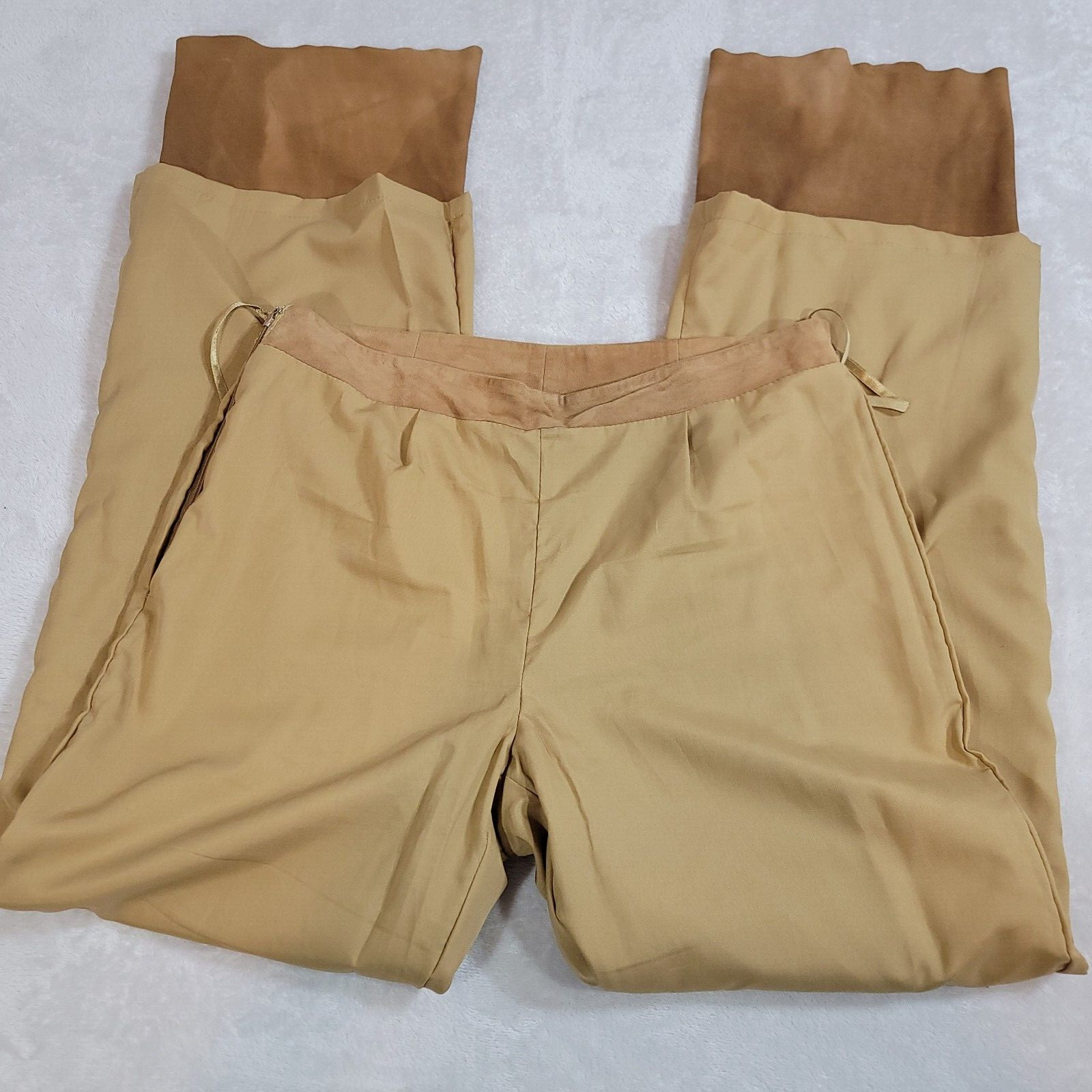 Vintage Lillie Rubin Pant Womens 10 Tan 100% Goat Suede High Rise Bell Bottom