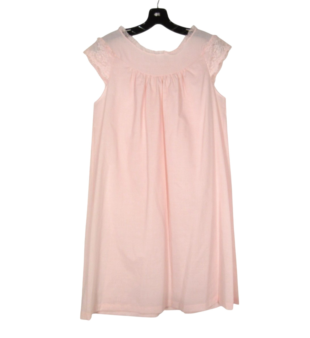 VTG SEARS Pink TWILL Lace/Chiffon NECKLINE Sleeveless LOUNGE NIGHTGOWN Sz 32/34