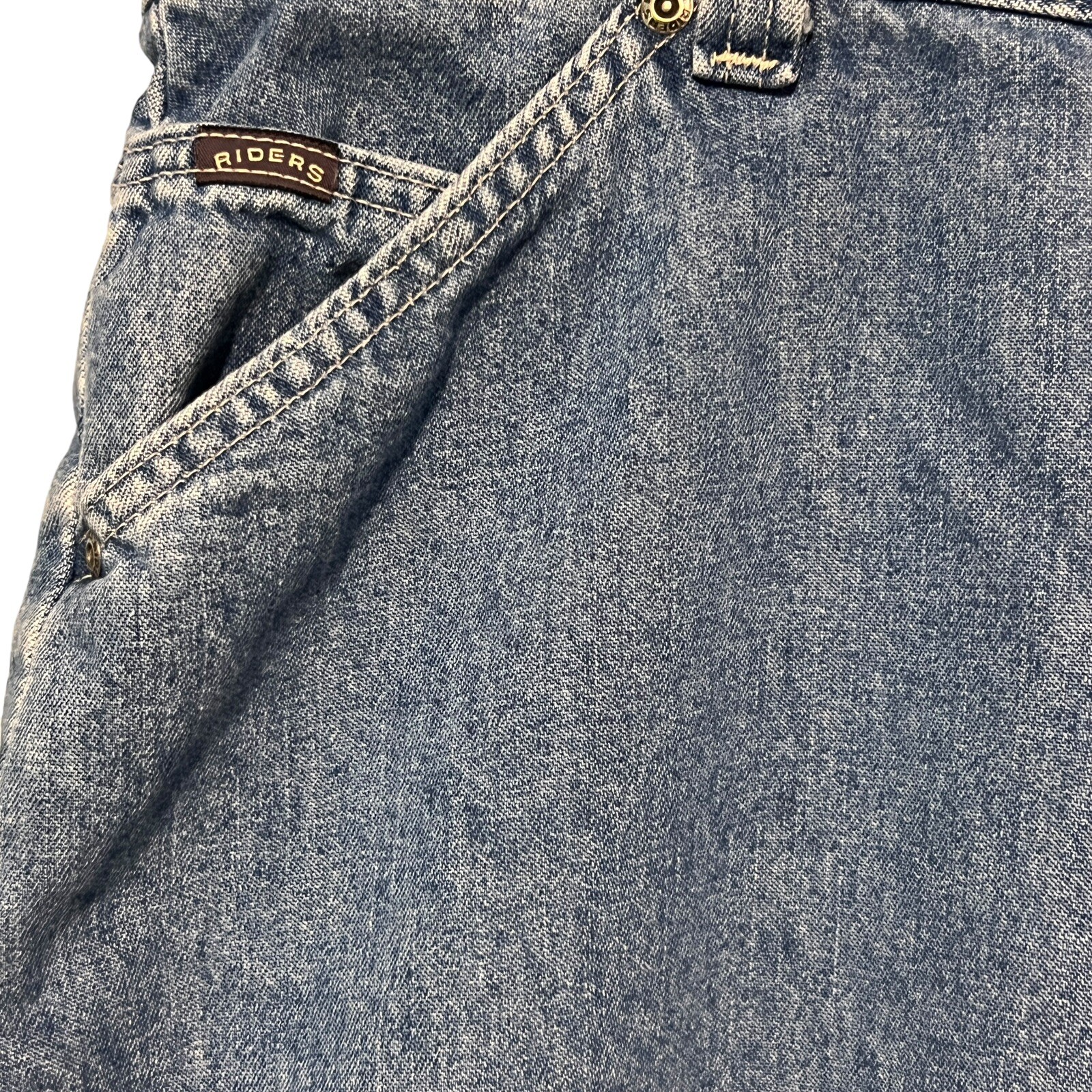 Vintage Lee Riders Denim Cargo Jeans Sz 18 Blue 100% Cotton USA Made 36 x 30