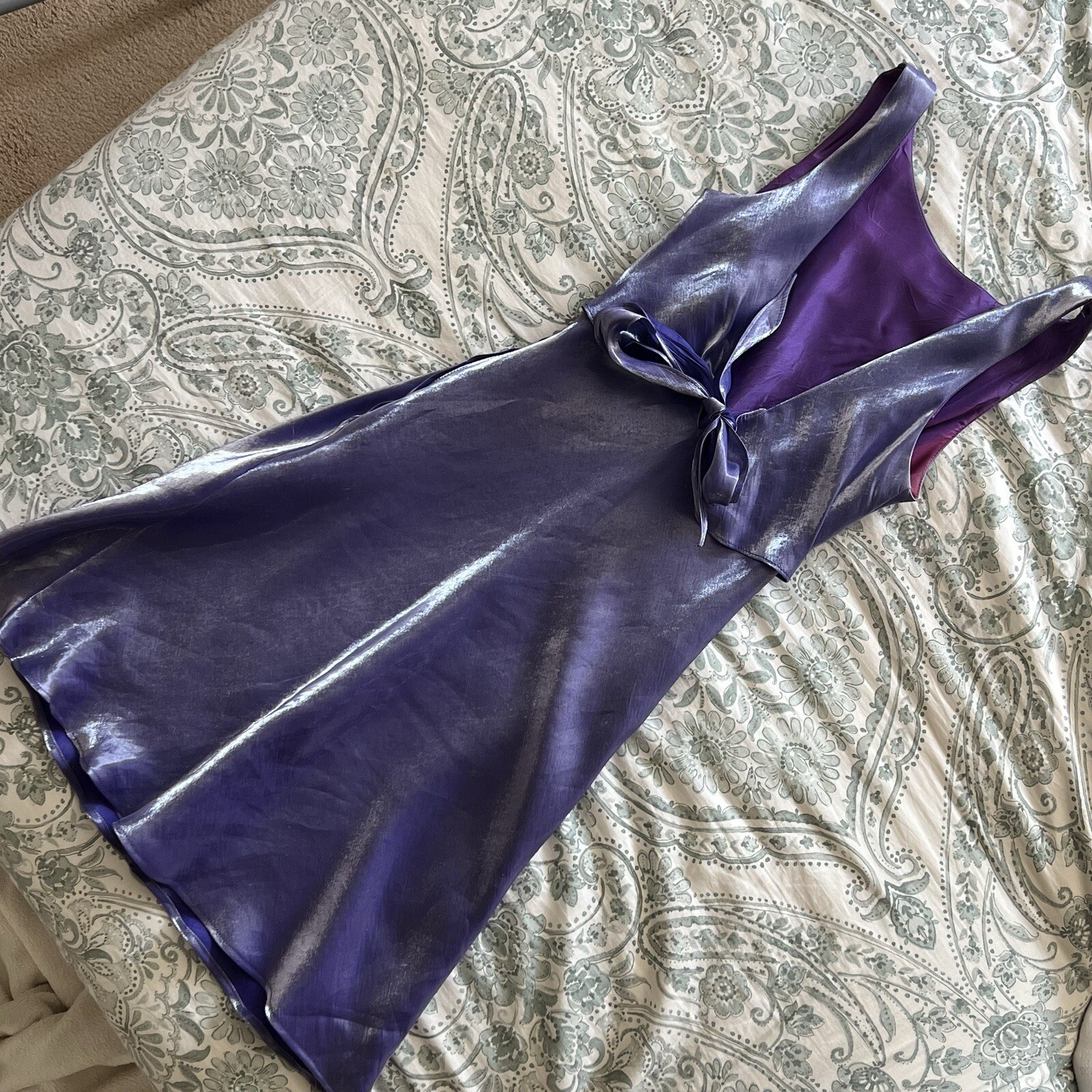 De Laru Dress By Sheila Yen Purple Lilac Size 5/6 Shiny Metallic Minidress
