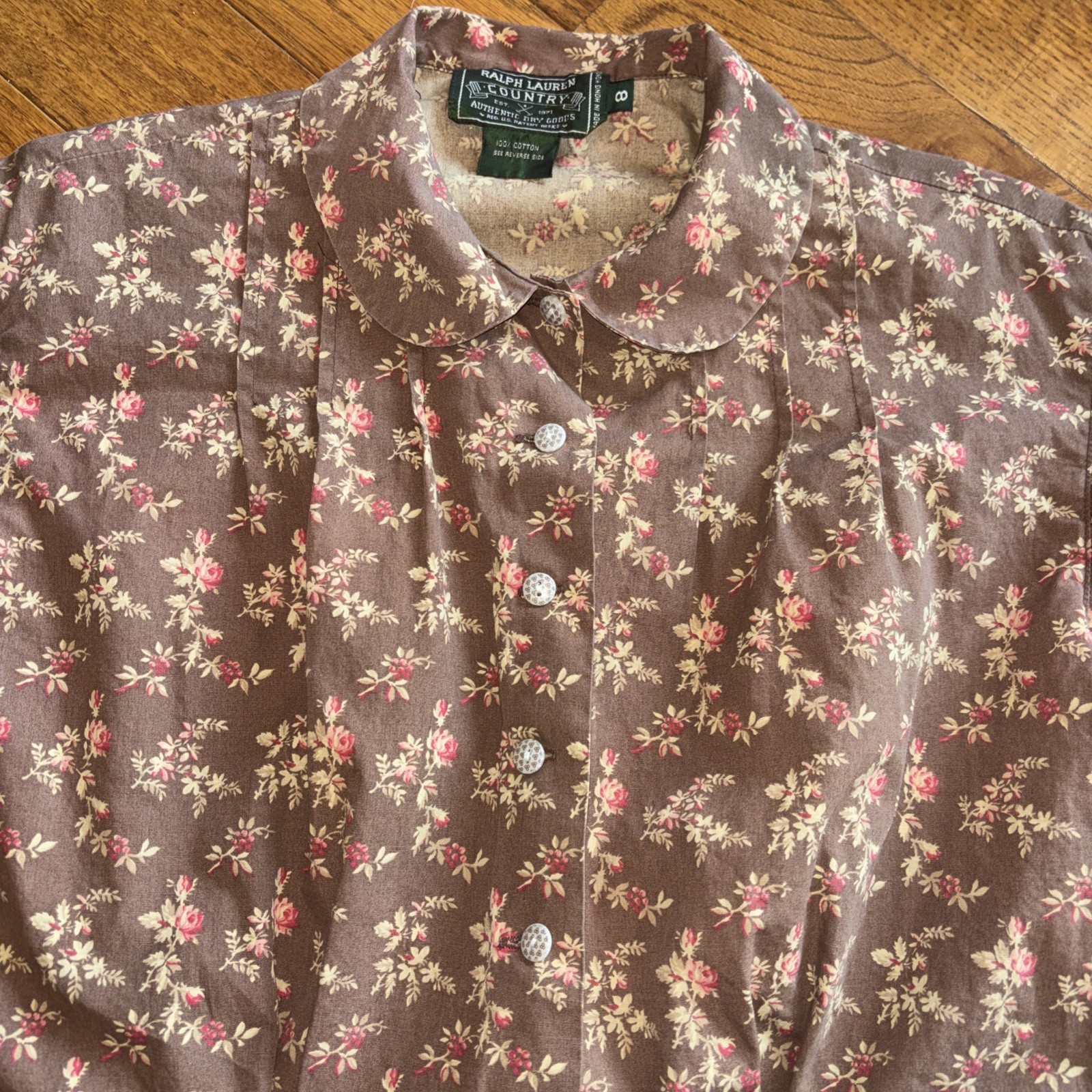 120 Vintage 80s Ralph Lauren Country Floral Puff Sleeve Blouse Top 8 EUC