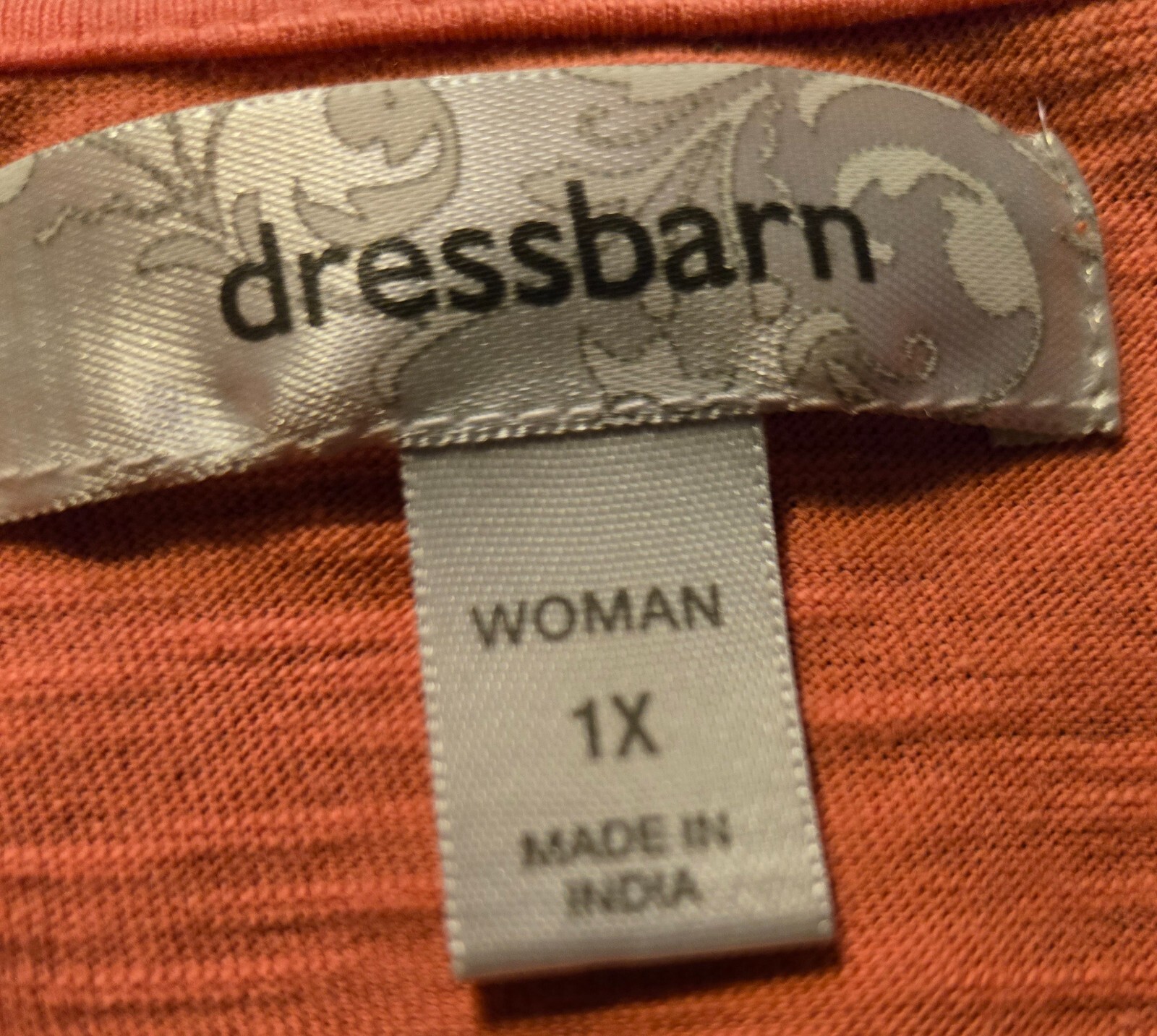 Blouse-Women’s Dress Barn-Soft Pumpkin-Embroidered Floral- Fall Ready! 1XL