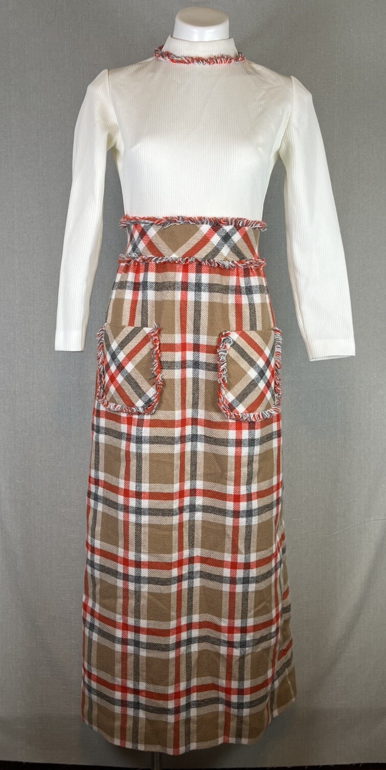 VTG 70s Maxi Dress Shady Lane Jonathan Logan Plaid Size 9/10 Cottagecore Retro