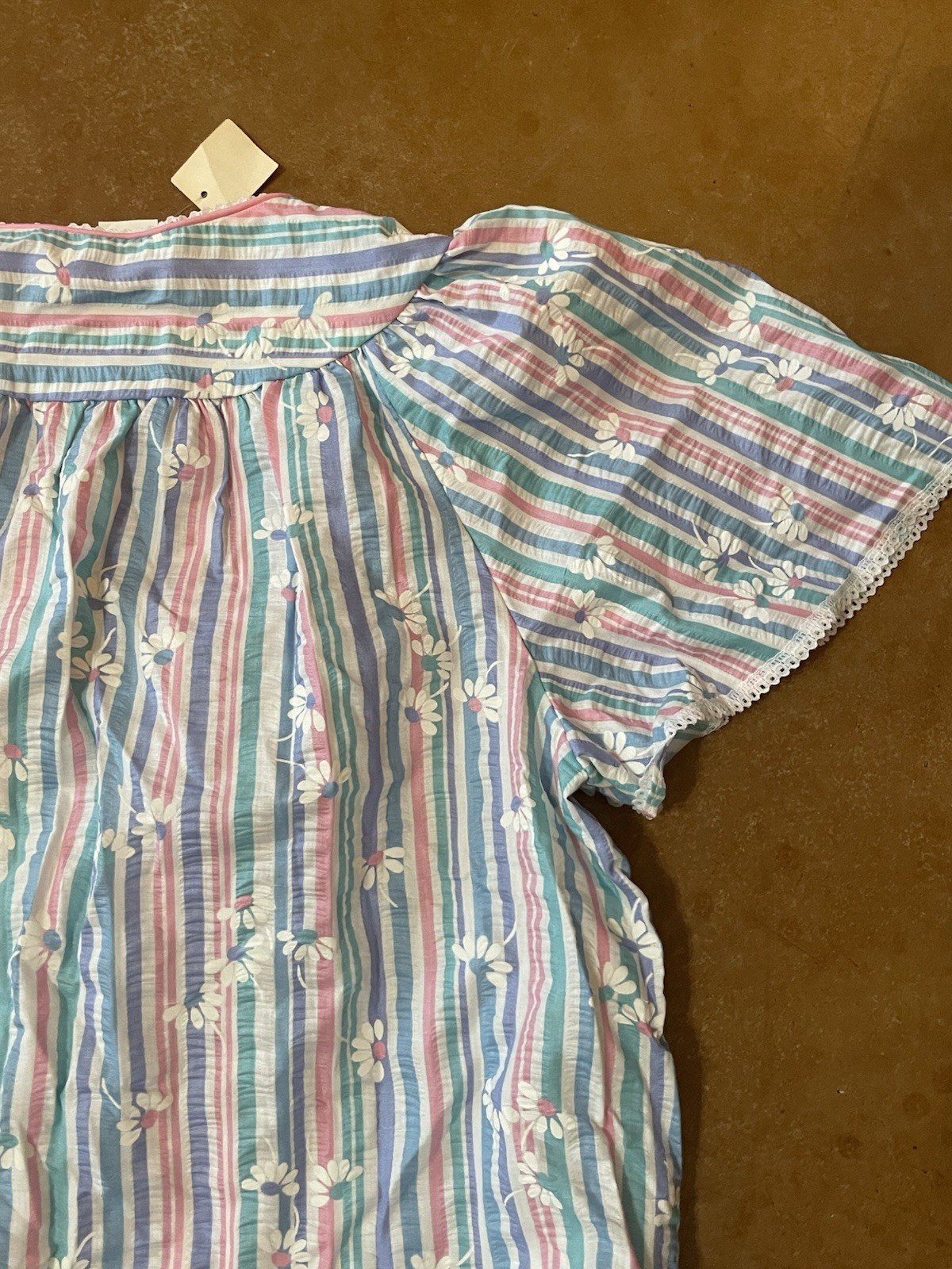 VTG Dan Ellen Women’s 1X Seersucker Snap Front House Dress NWT Flutter Sleeves