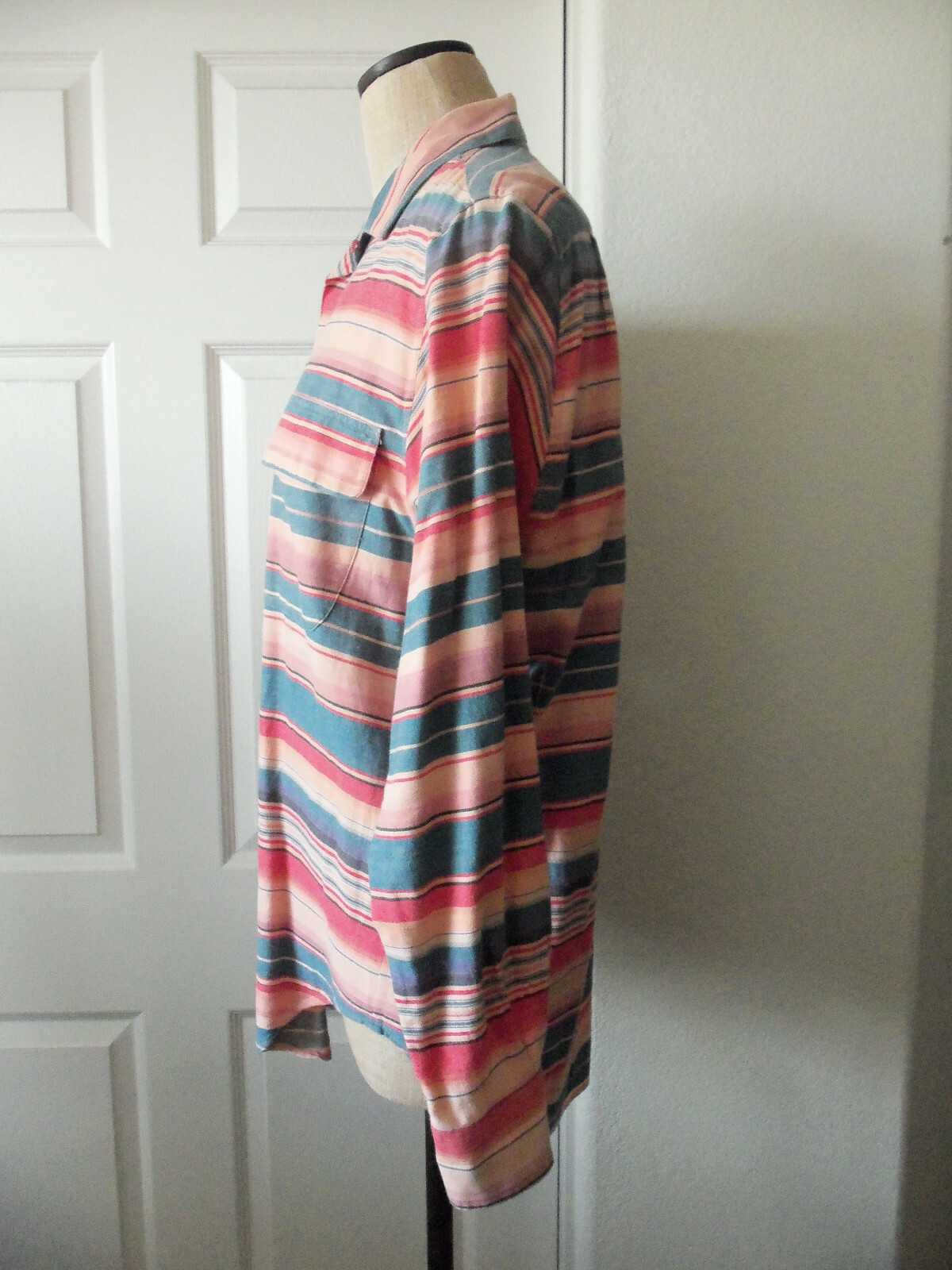 Vintage Ralph Lauren Country Multicolor Stripe 100% Cotton Long Sleeve Shirt – L