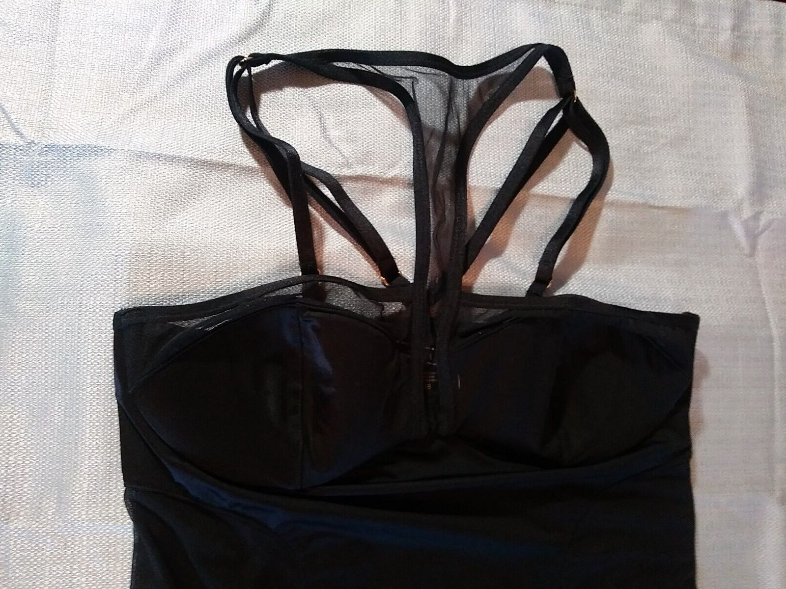 Victorias Secret Body Suit 34B Black Zip Up Side Lingerie Vintage