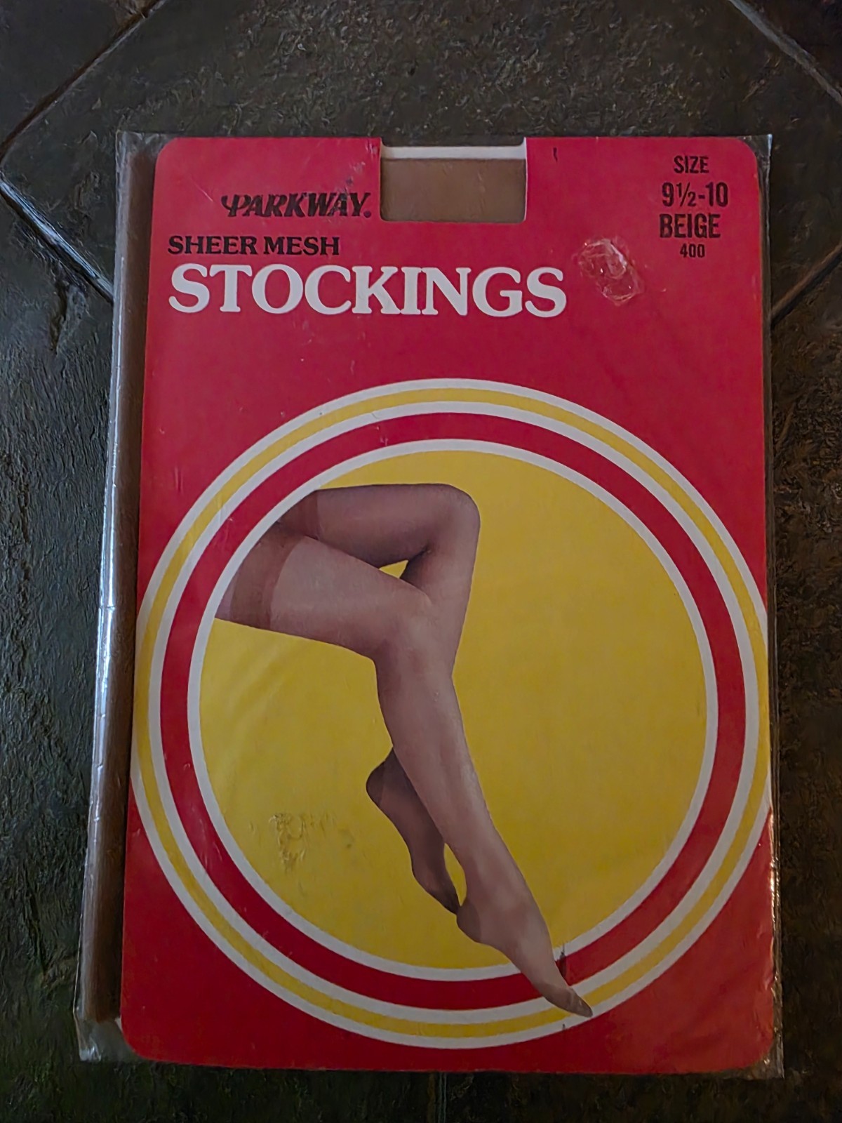 Vintage Parkway Sheer Mesh Stockings Beige Size 9 1/2-10