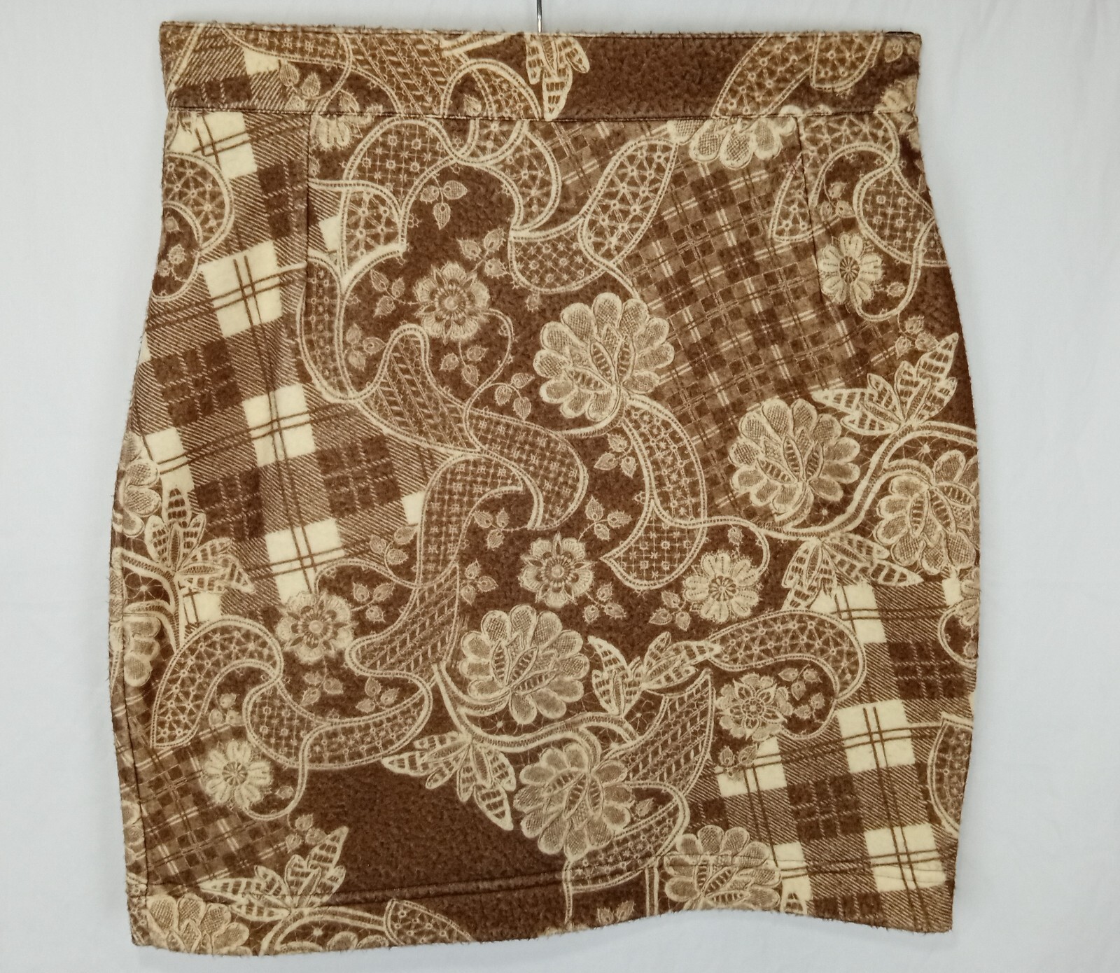 Access cottagecore cabincore Faux wool plaid floral women’s skirt EU 42 ( 8 )