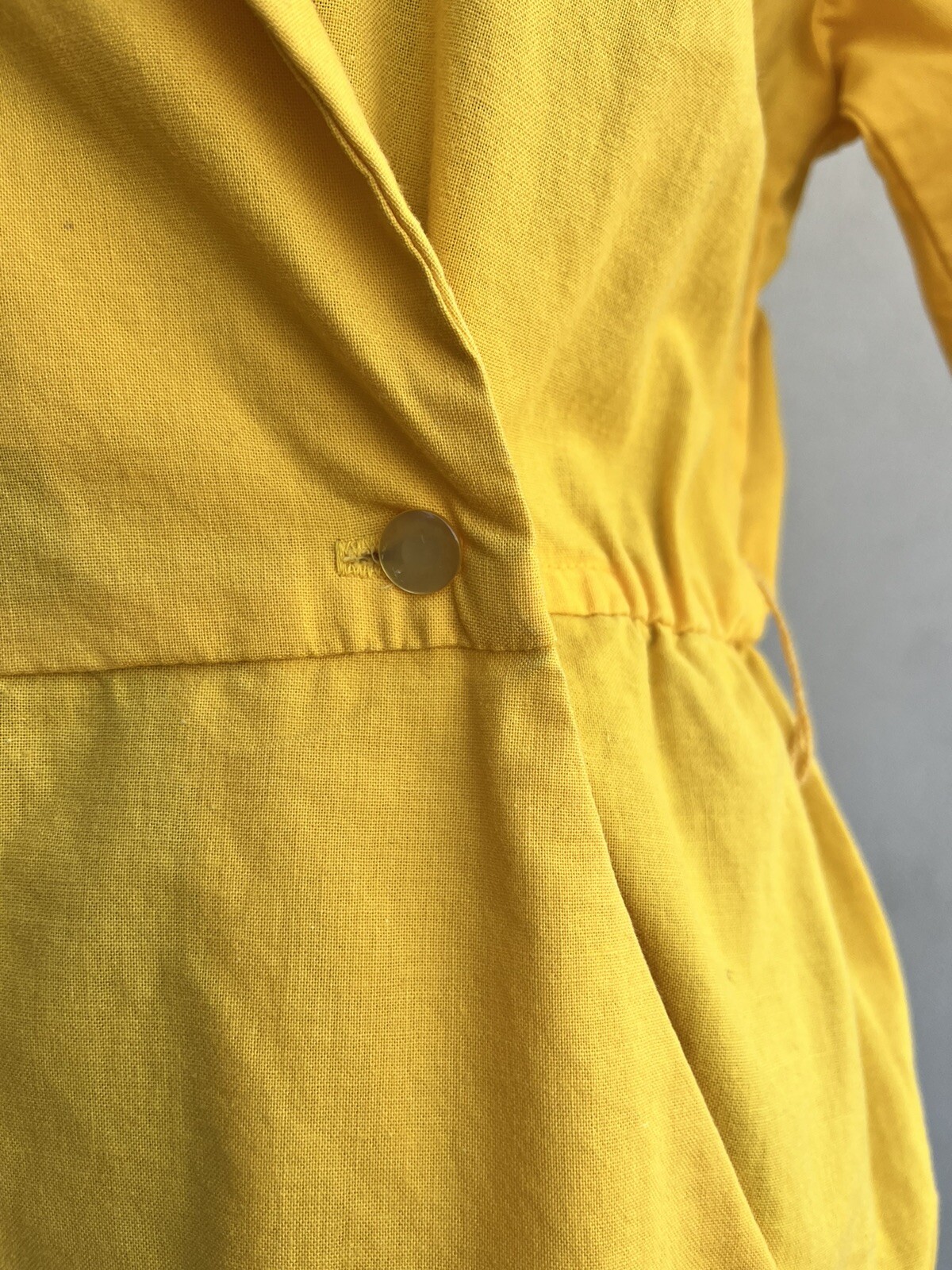 Vtg 70s Vicky Vaughn Cotton Mustard Midi Wrap Dress – ILGWU Union Made Size M/L