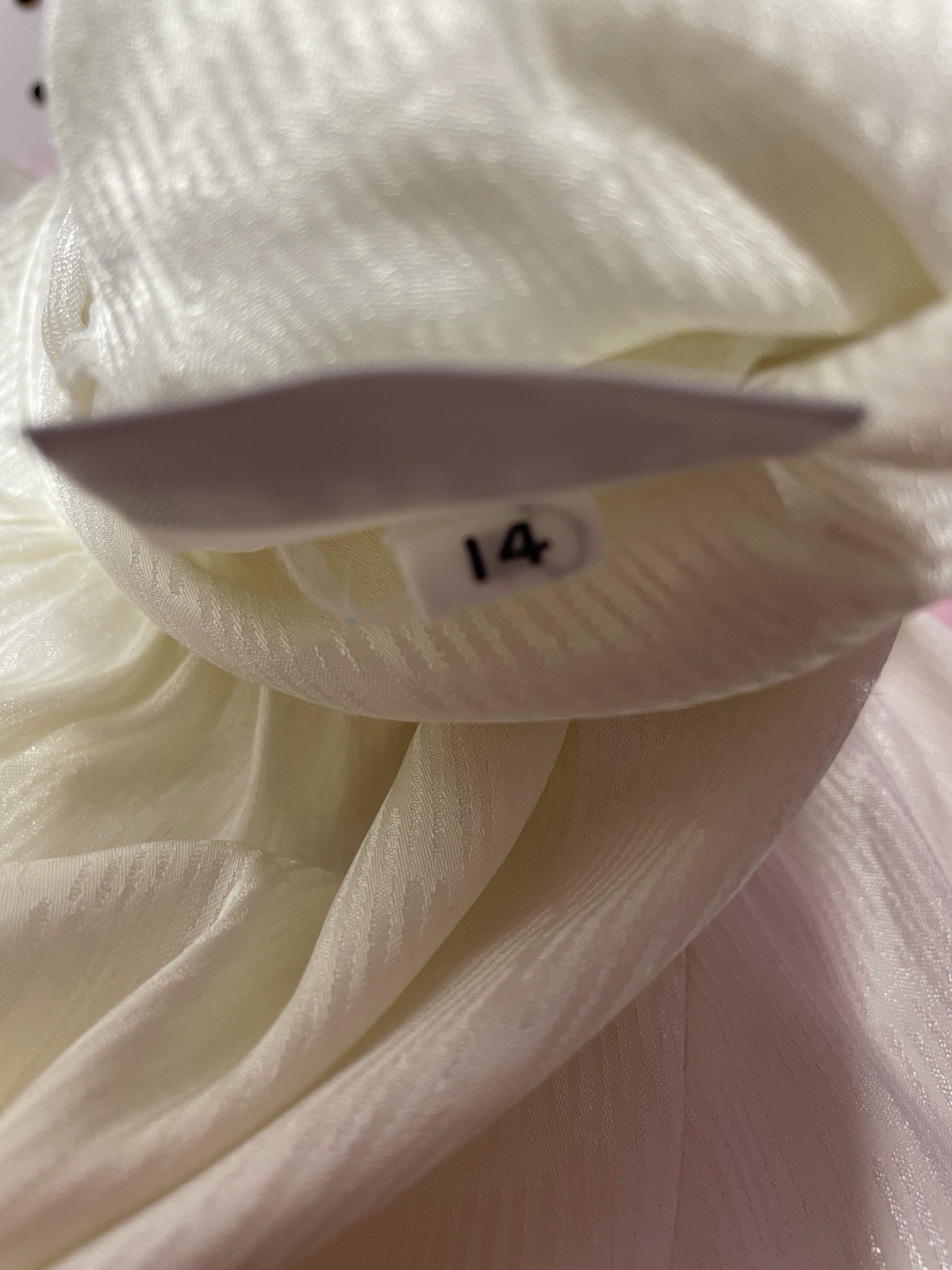 Vintage Russ off white high neck button back long sleeve blouse womens size 14