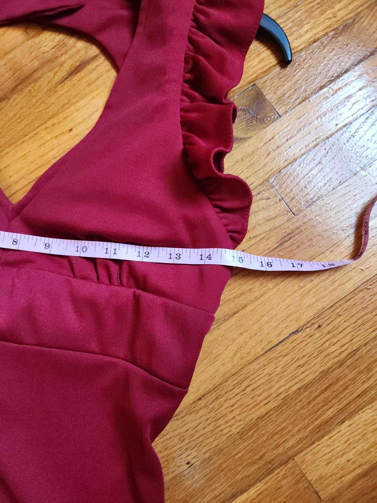 VTG 1970s Deadstock Jumpsuit Bell Bottom Open Back Disco Burgundy 11/12 Fit S/M