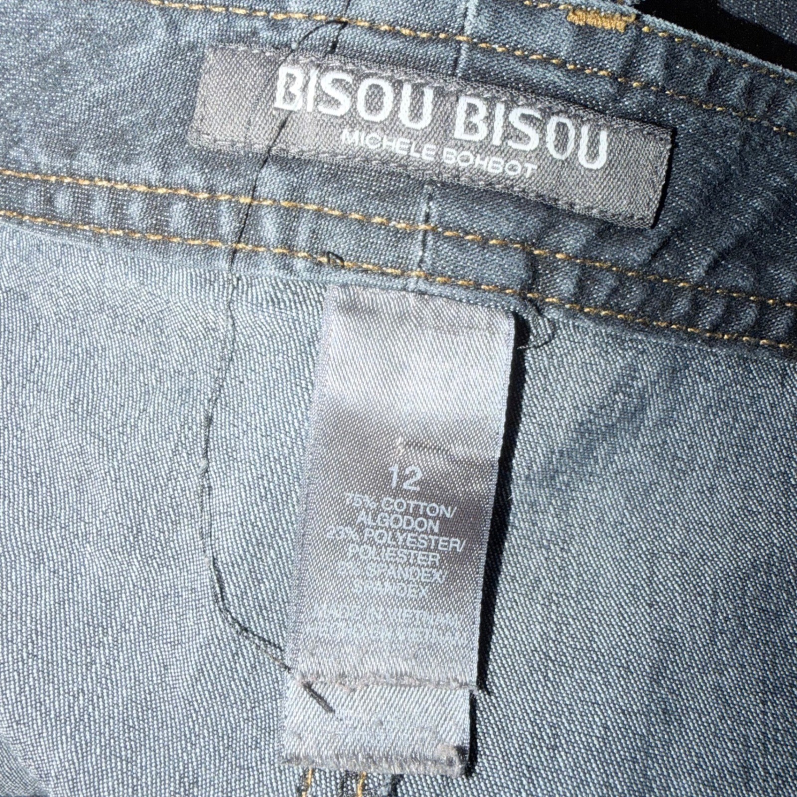 VTG Bisou Bisou Dark Wash Denim Mini Skirt Pleated Y2K Women’s SZ 12 Cotton